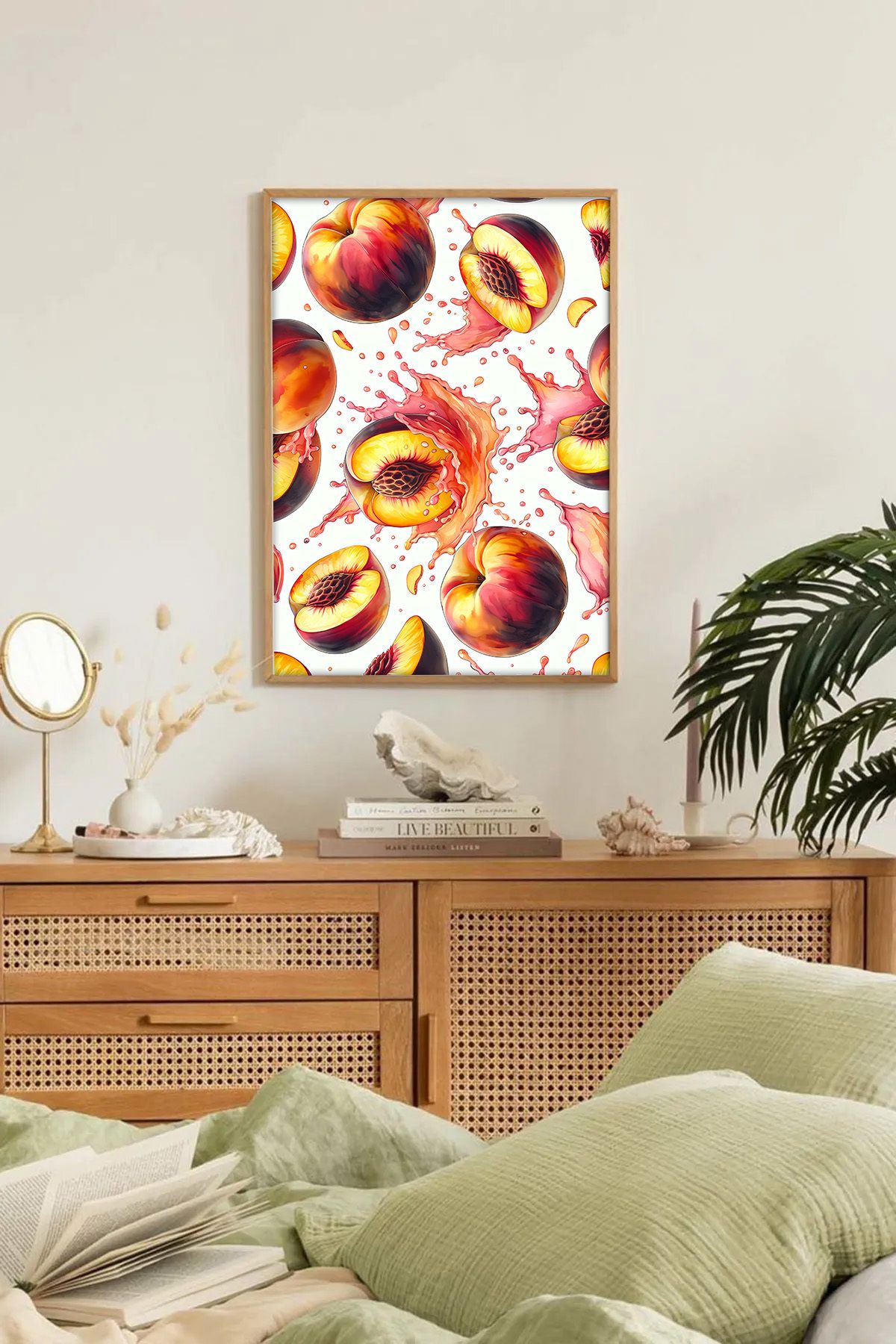 Dekorsiahome Tek Parça Ahşap Çerçeveli Oturma Odası Salon Mutfak Tablo TK0260