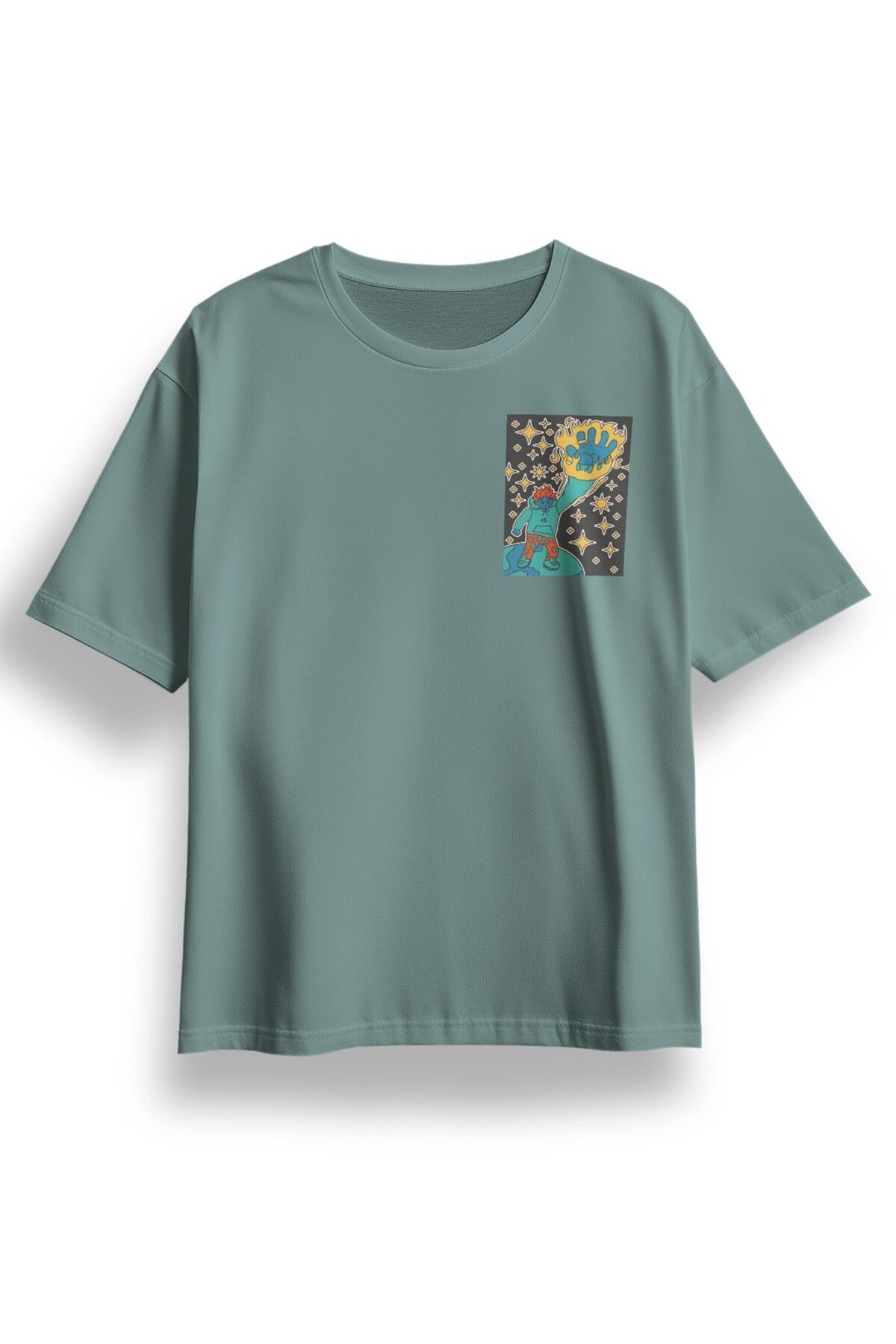 LUMARTA Oversize Street Stars Baskılı Tshirt