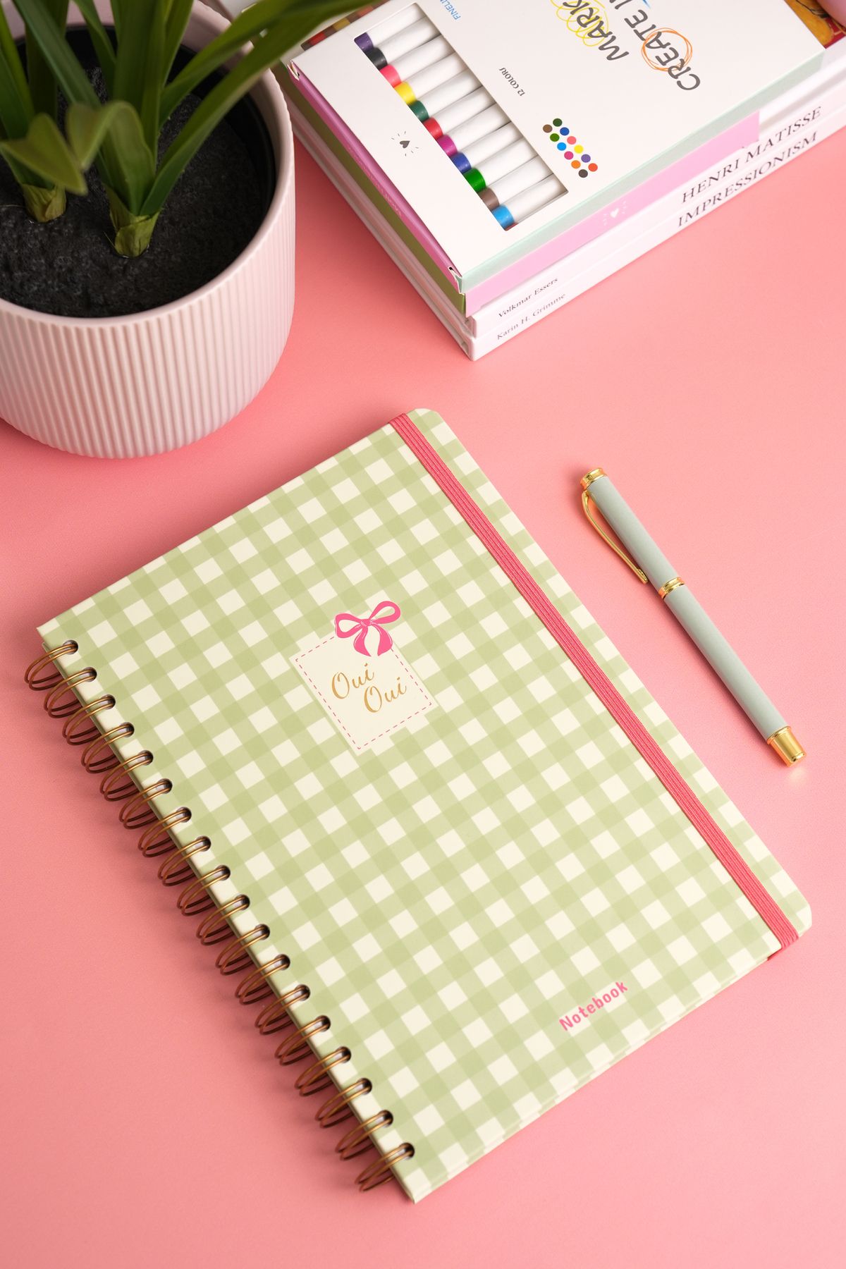 Matt Notebook B5 17x24 cm Spiralli Lastikli Düz, Çizgisiz Tarihsiz Not Defteri Pötikare