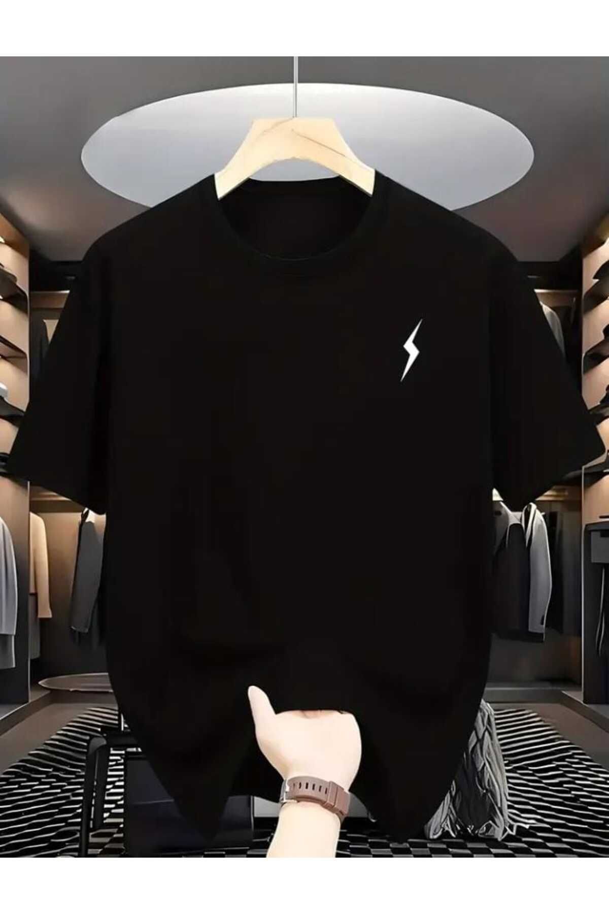 TekTarzz Unisex Şimşek Baskılı Erkek Tshirt