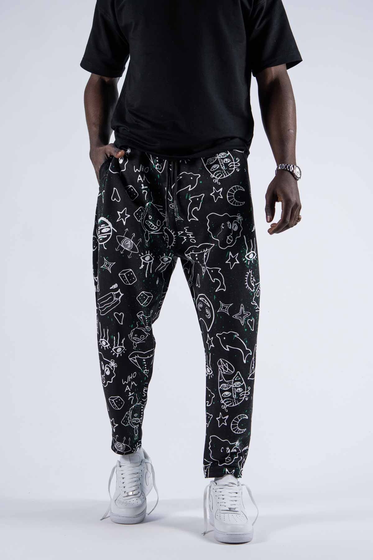 SUPERBLUE Unisex Günlük Dijital Baskılı Baget Pantolon