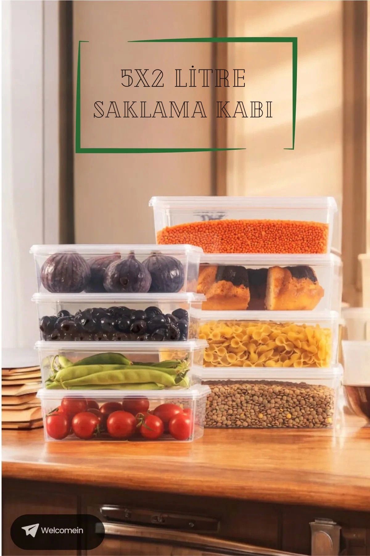 LiderGlobal-5 Pieces of 2Lt. Storage Container Organizer Suitable for Deep Freezer with Self-Cover (2000 ml) 4