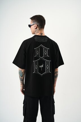 Respire Erkek Eight Baskılı Oversize T-Shirt Siyah