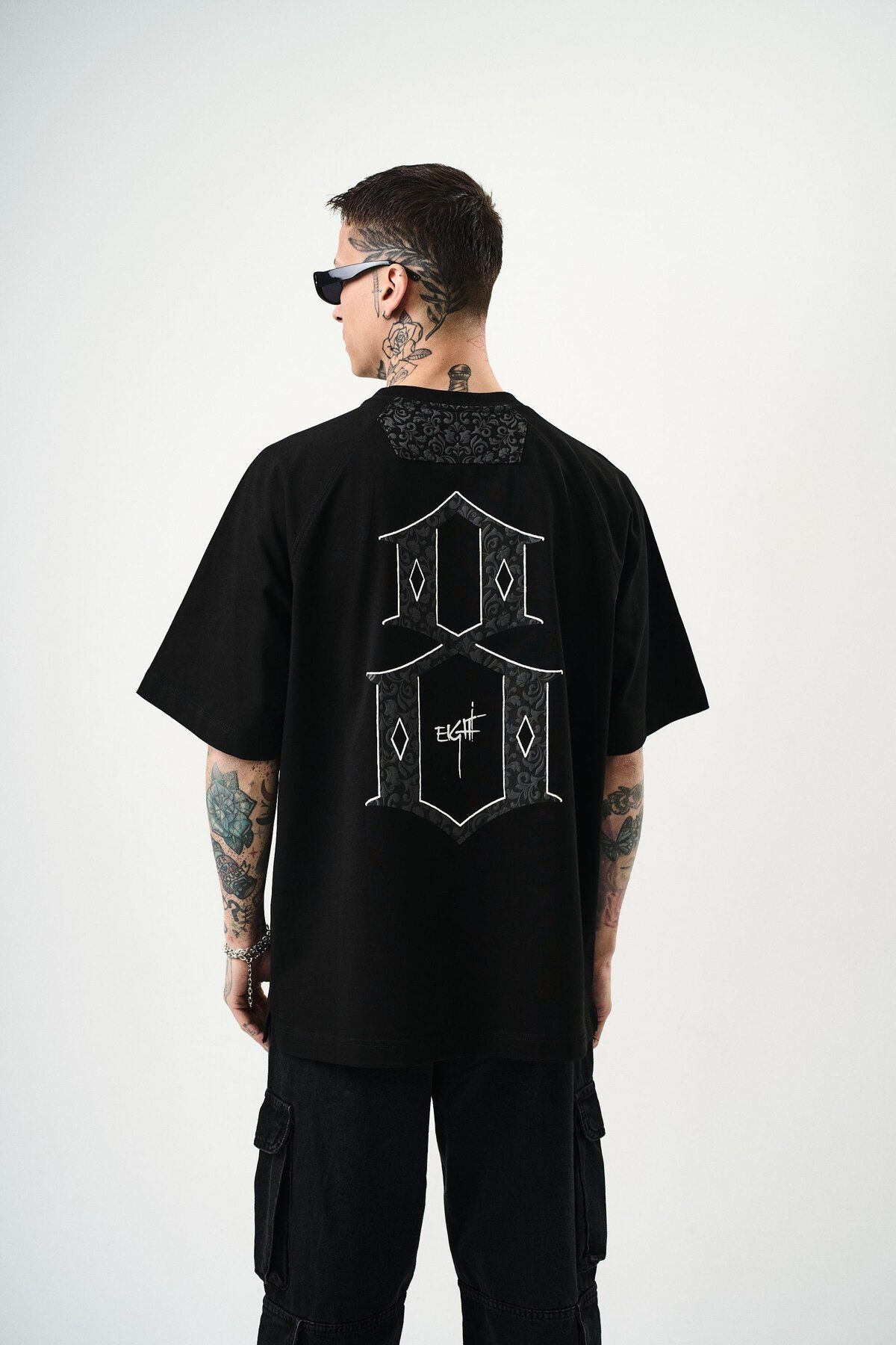 Respire Erkek Eight Baskılı Oversize T-Shirt Siyah