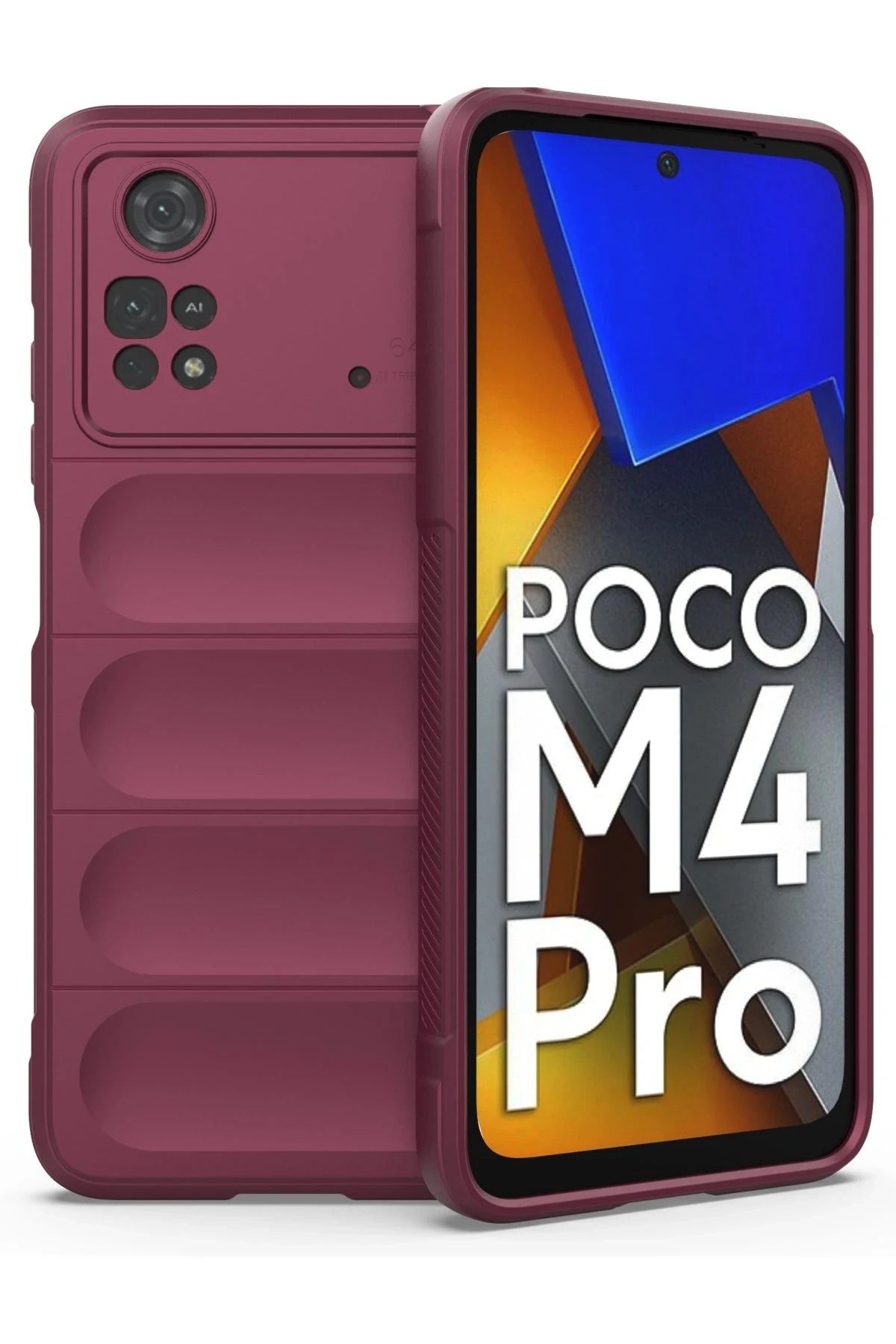 NewFace Xiaomi Poco M4 Pro 4G Uyumlu Kılıf Optimum Silikon - Bordo HNZRN