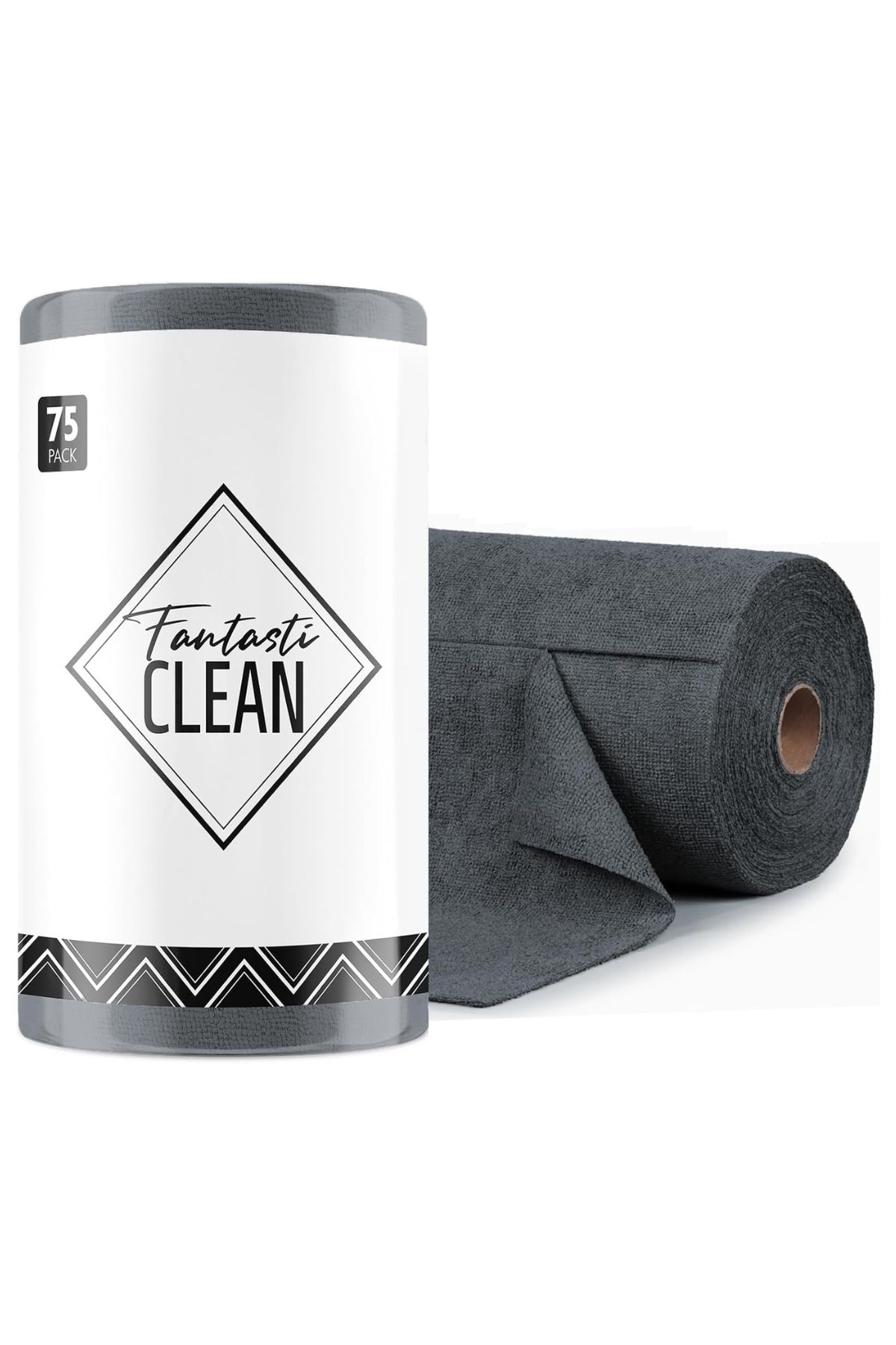 FantastiCLEAN Çok Amaçlı Rulo Mikrofiber Temizlik Bezi 30x30 75 Yapraklı Koyu Gri