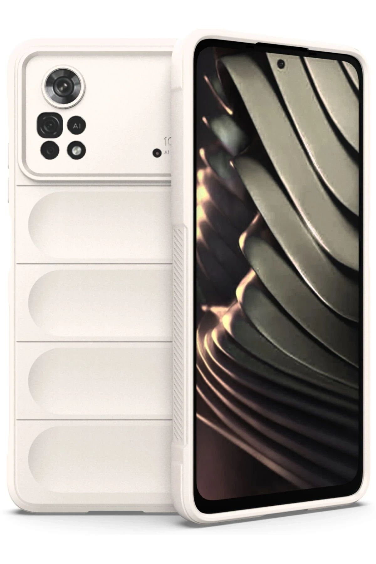 NewFace Xiaomi Poco X4 Pro 5G Uyumlu Kılıf Optimum Silikon - Krem FERRG
