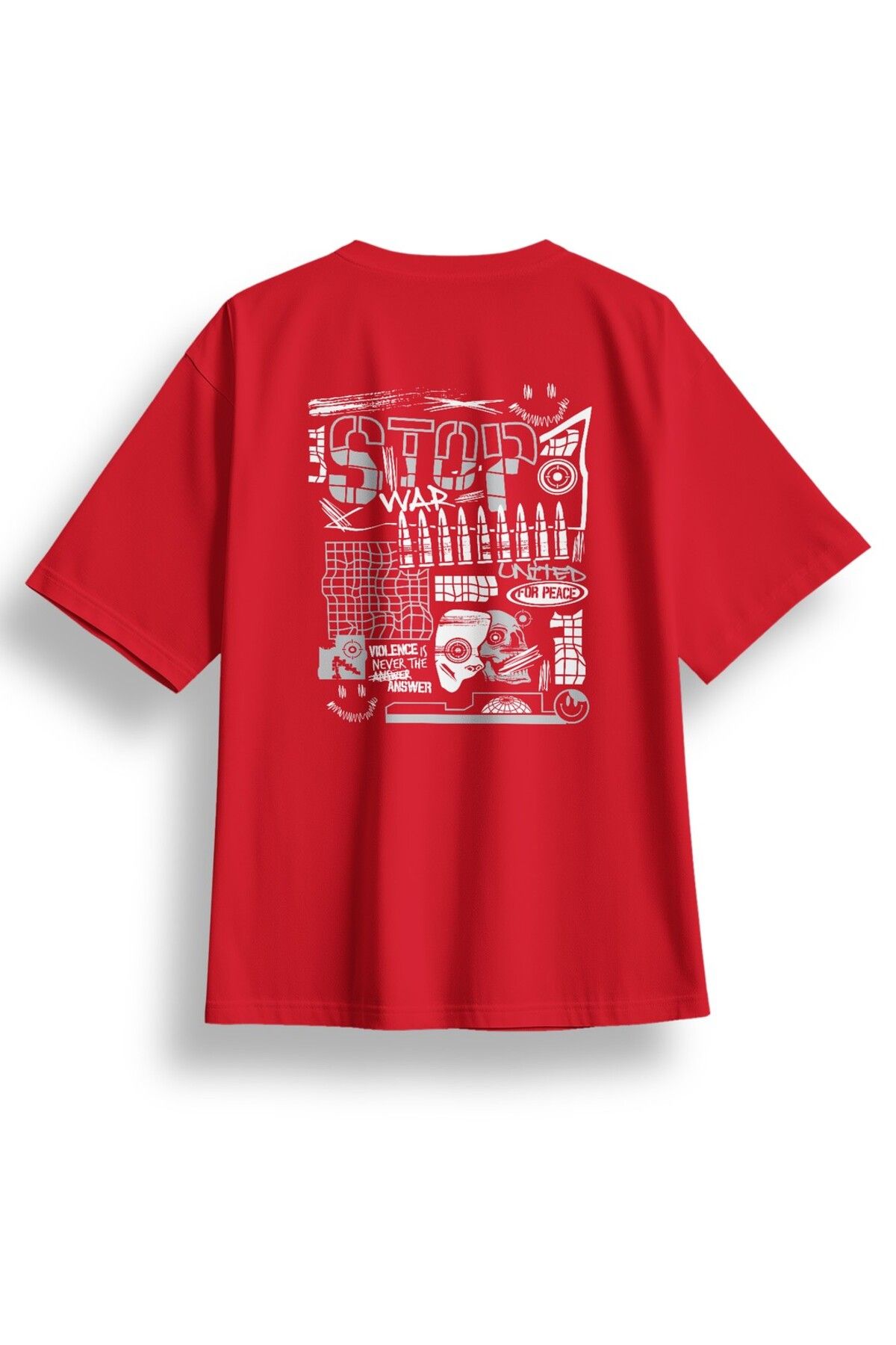LUMARTA Oversize Stop War Baskılı Tshirt