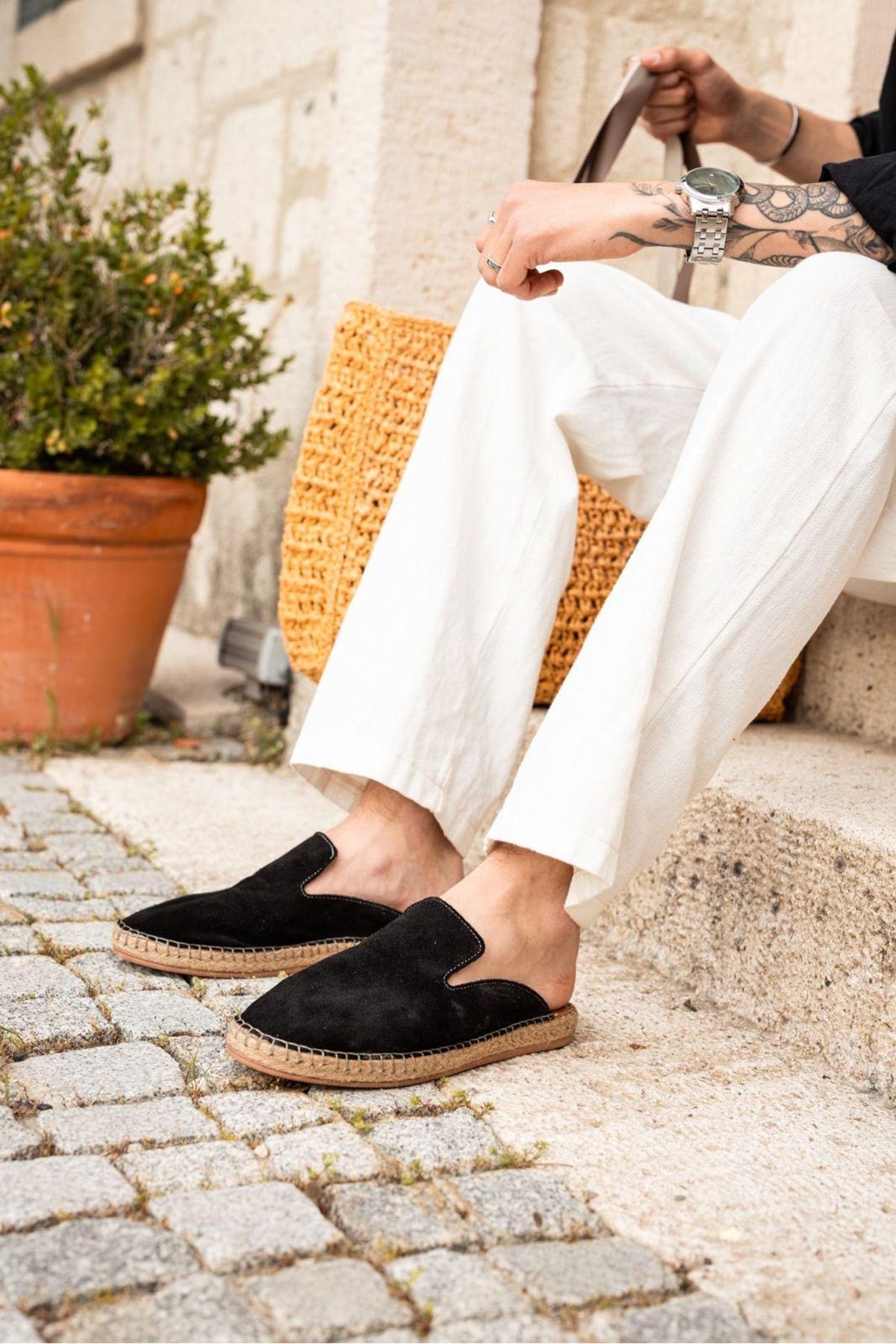 town walker Erkek Yazlık Hakiki Deri klasik Terlik