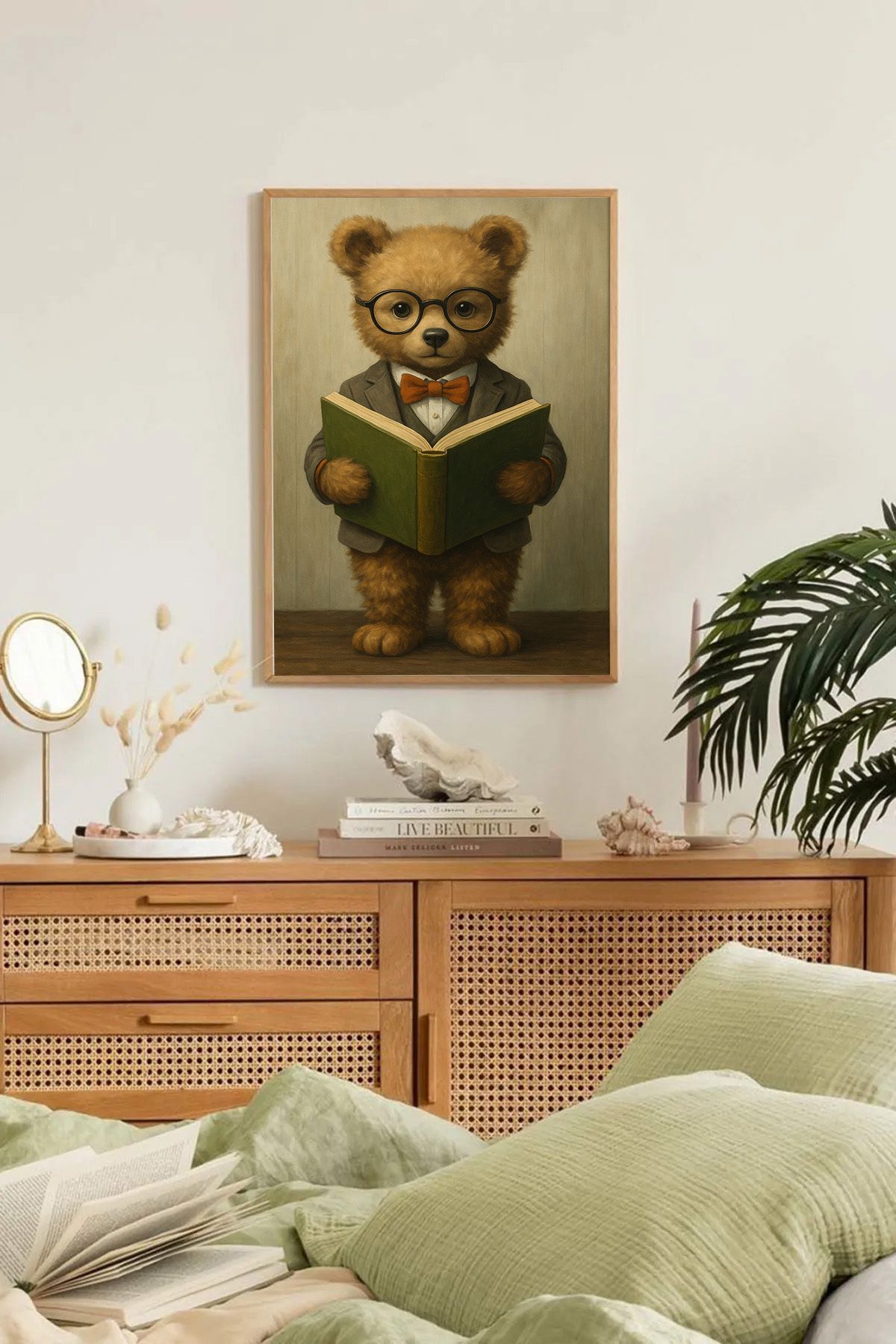 Dekorsiahome Tek Parça Ahşap Çerçeveli Oturma Odası Salon Mutfak Tablo TK0280