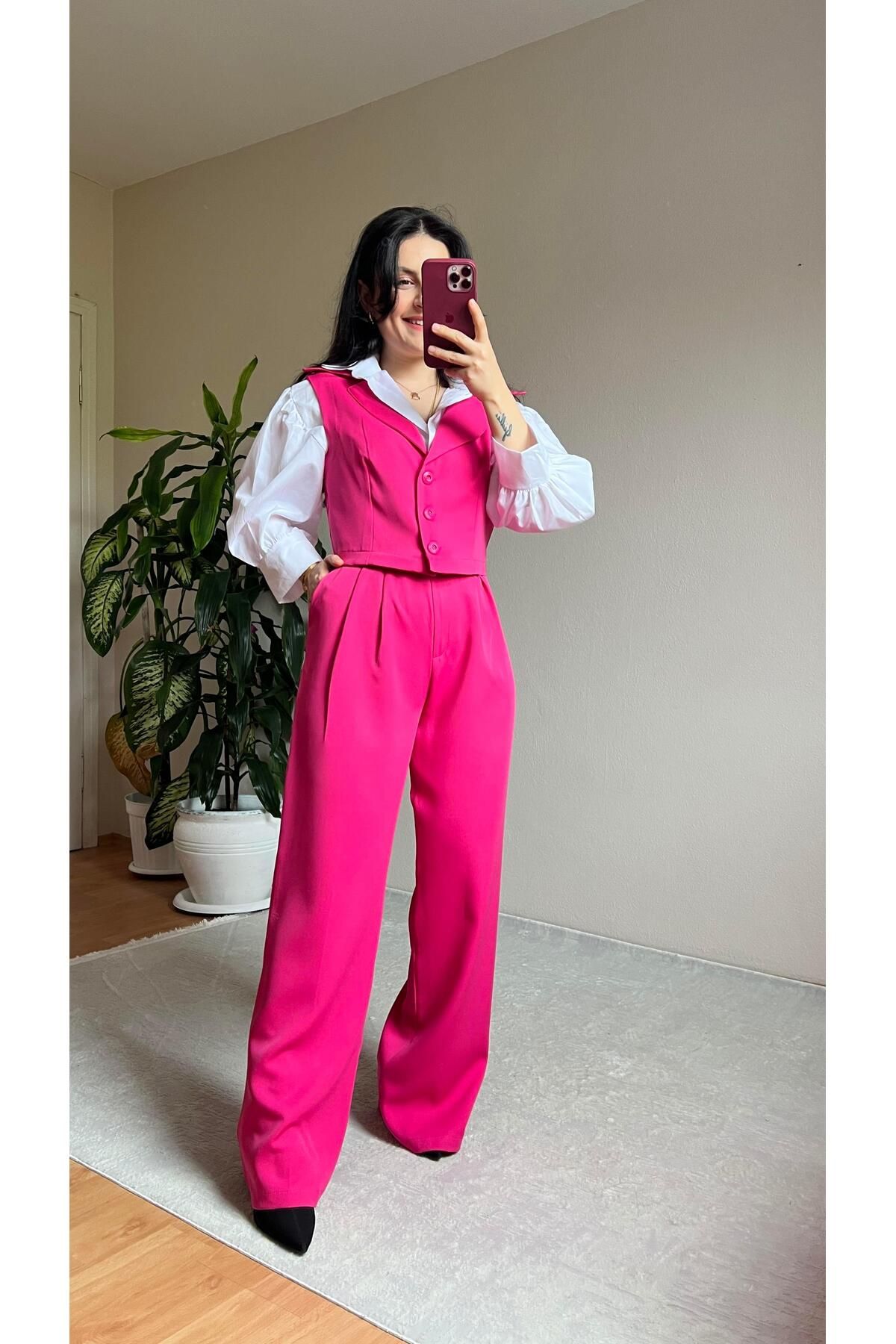 STEALLE MODA GİYİM Double Kumaş Yelekli İkili Takım - 1063