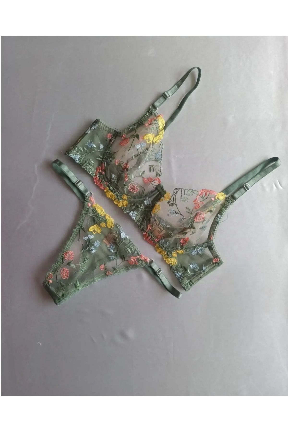 MODA Sütyen takım, 2 li, wire kap, tanga, brodeli balenli b cup bralet