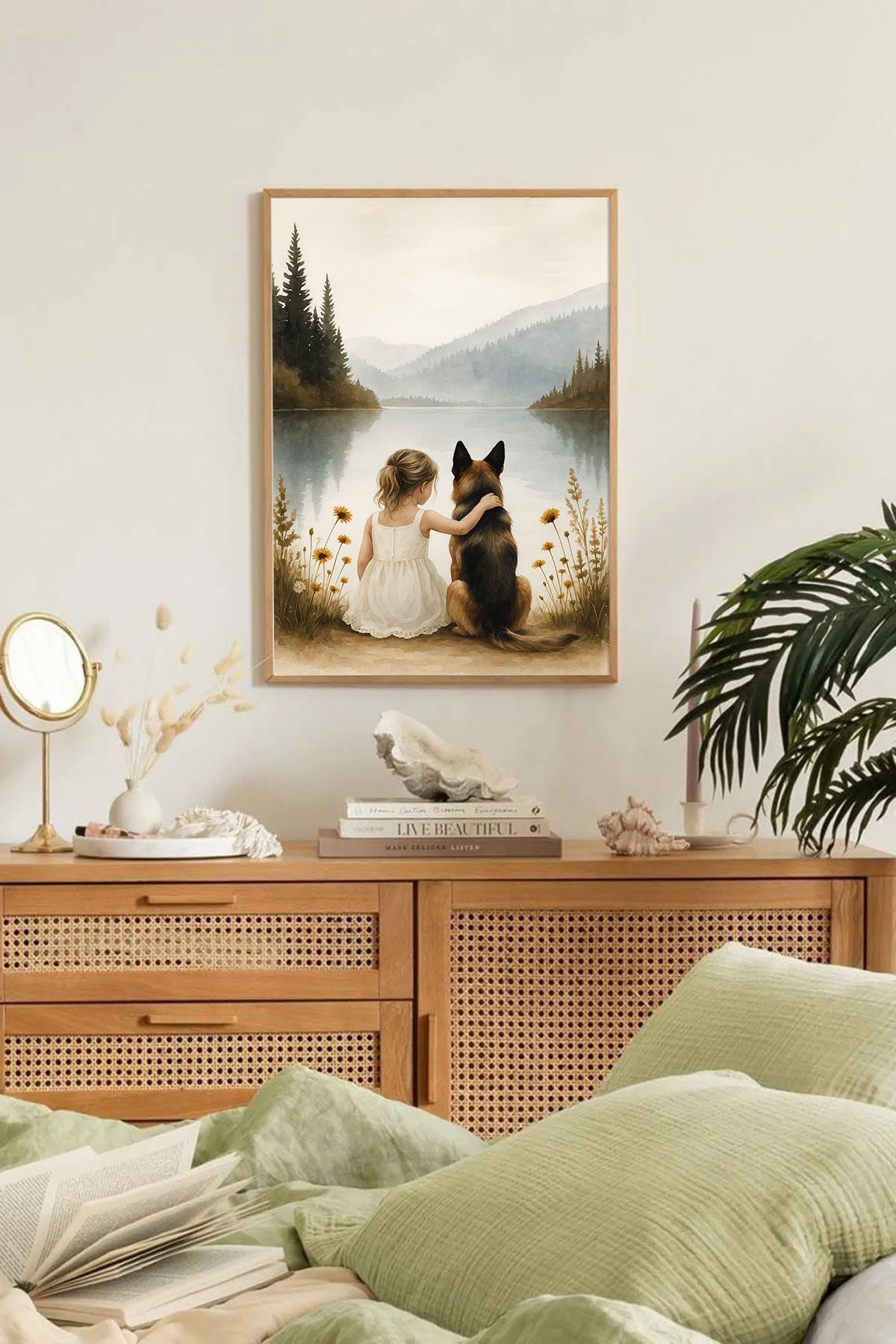 Dekorsiahome Tek Parça Ahşap Çerçeveli Oturma Odası Salon Mutfak Tablo TK0276
