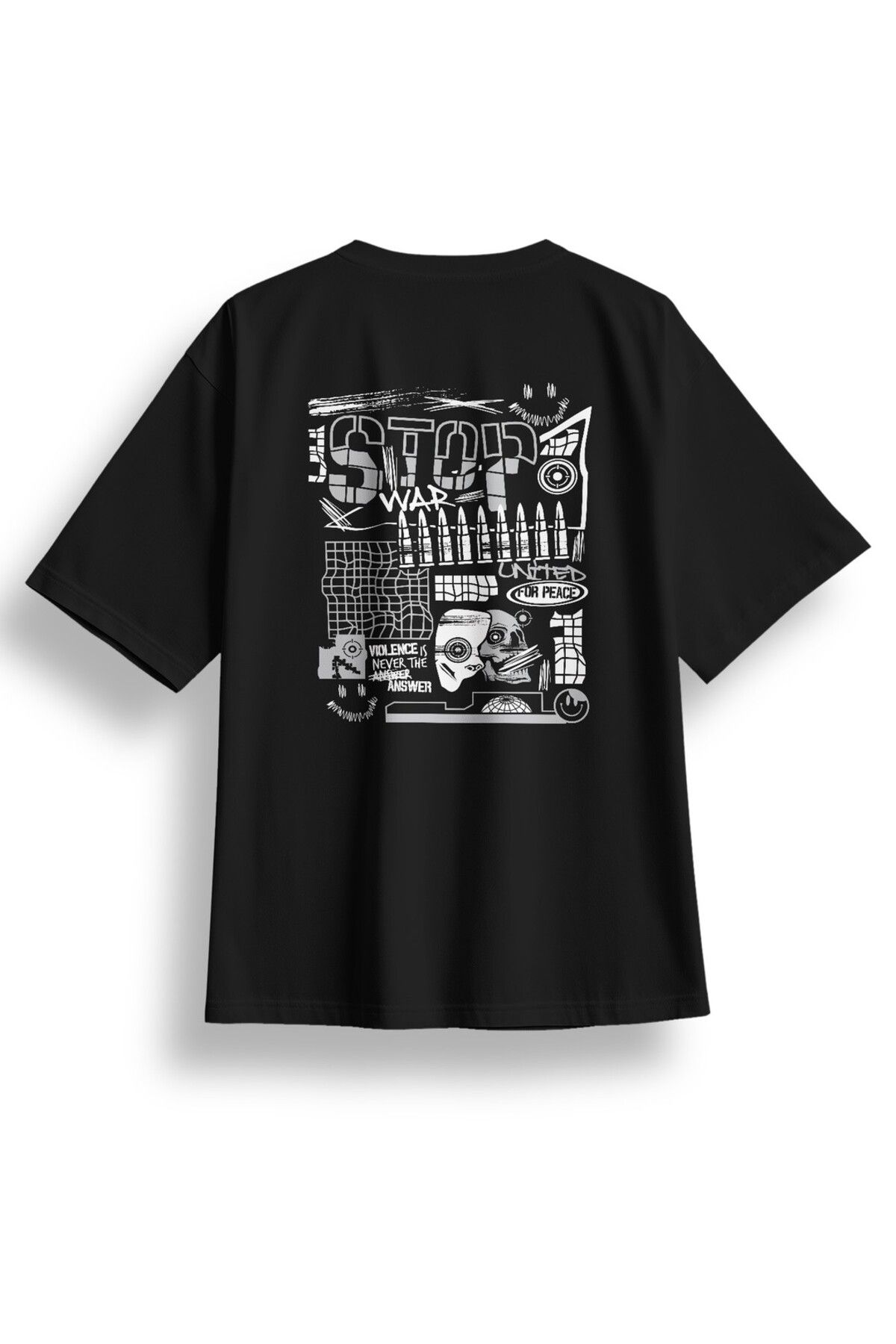 LUMARTA Oversize Stop War Baskılı Tshirt