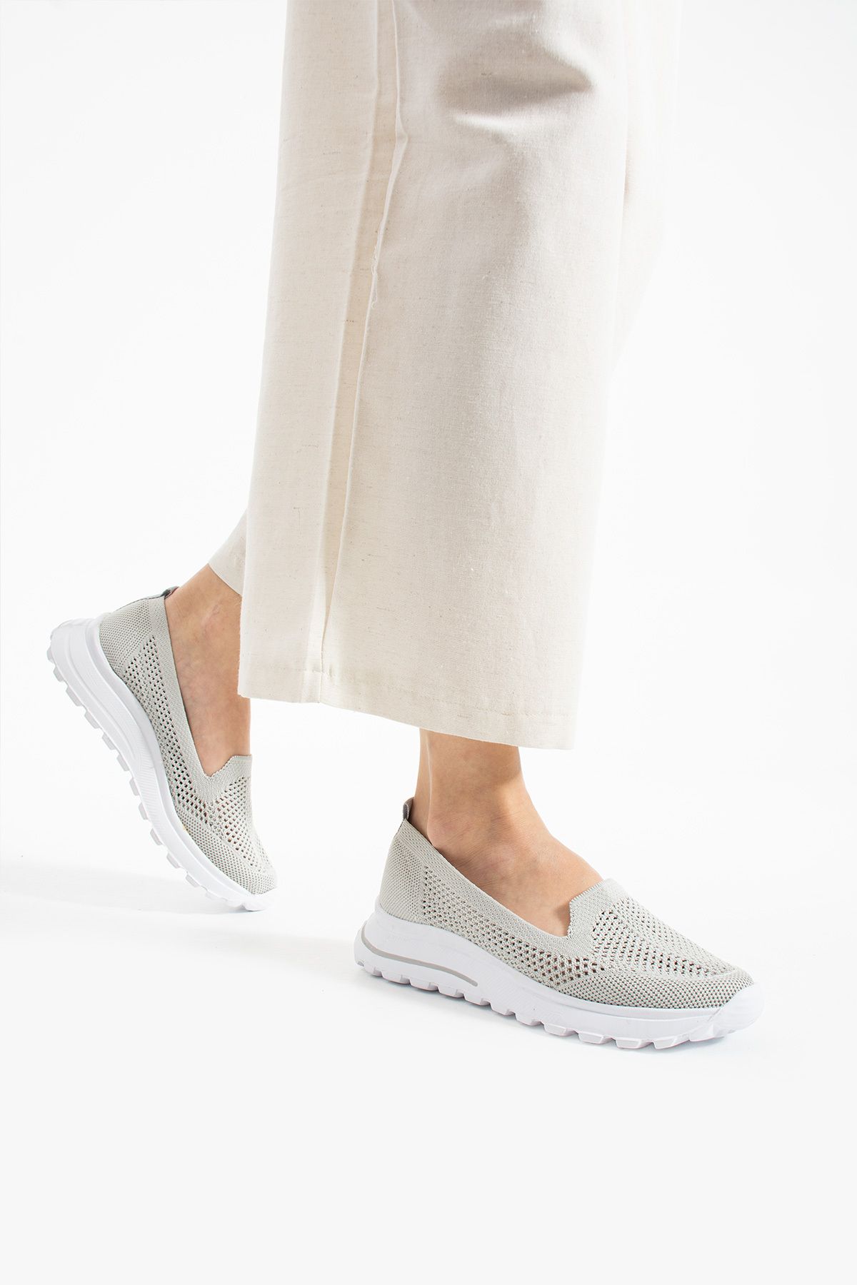 Ayax Babet Gri Triko Günlük Kadın Sneaker