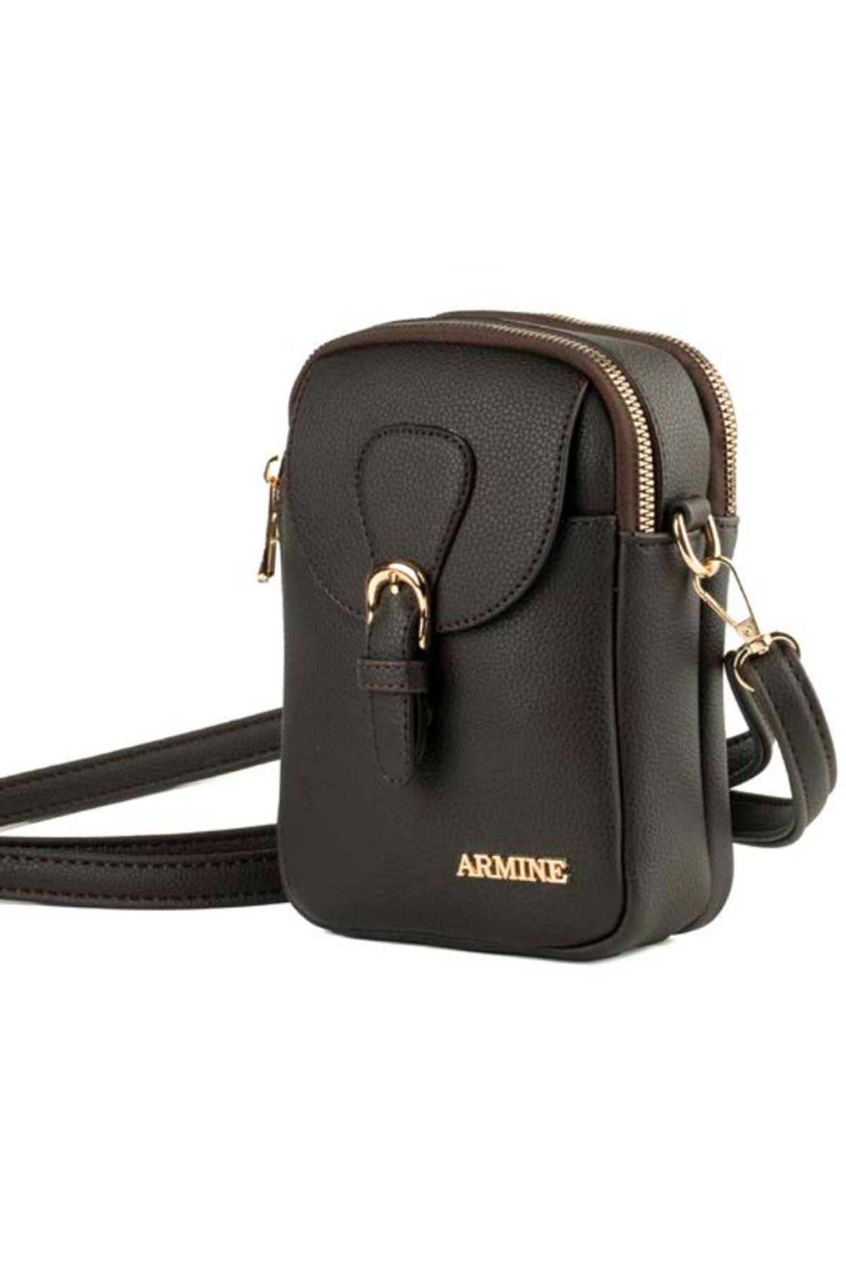 Armine Modern Fermuarlı Omuz Çantası Omuz Çantası Kahverengi