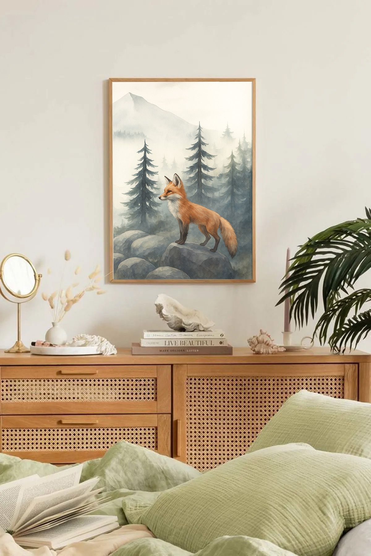 Dekorsiahome Tek Parça Ahşap Çerçeveli Oturma Odası Salon Mutfak Tablo TK0288