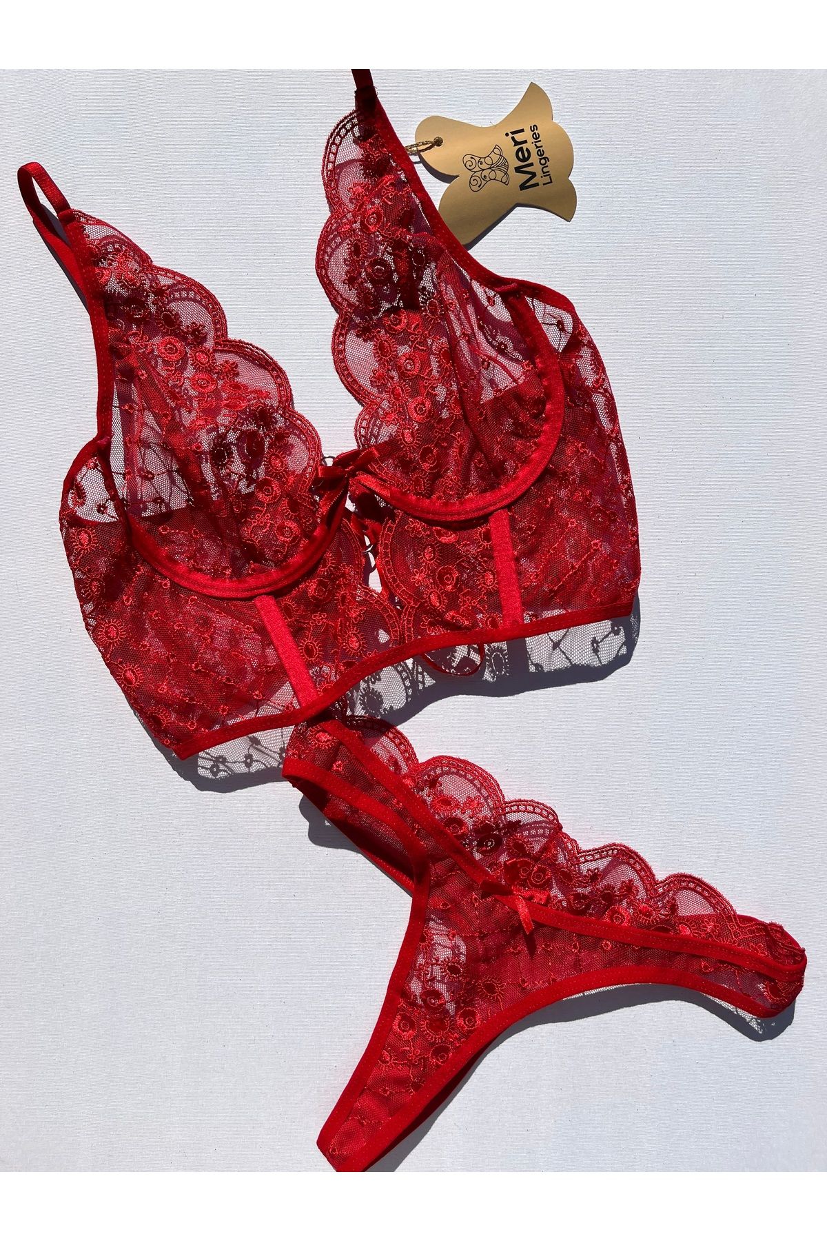 Meri Lingeries Larissa Büstiyer Set Kırmızı