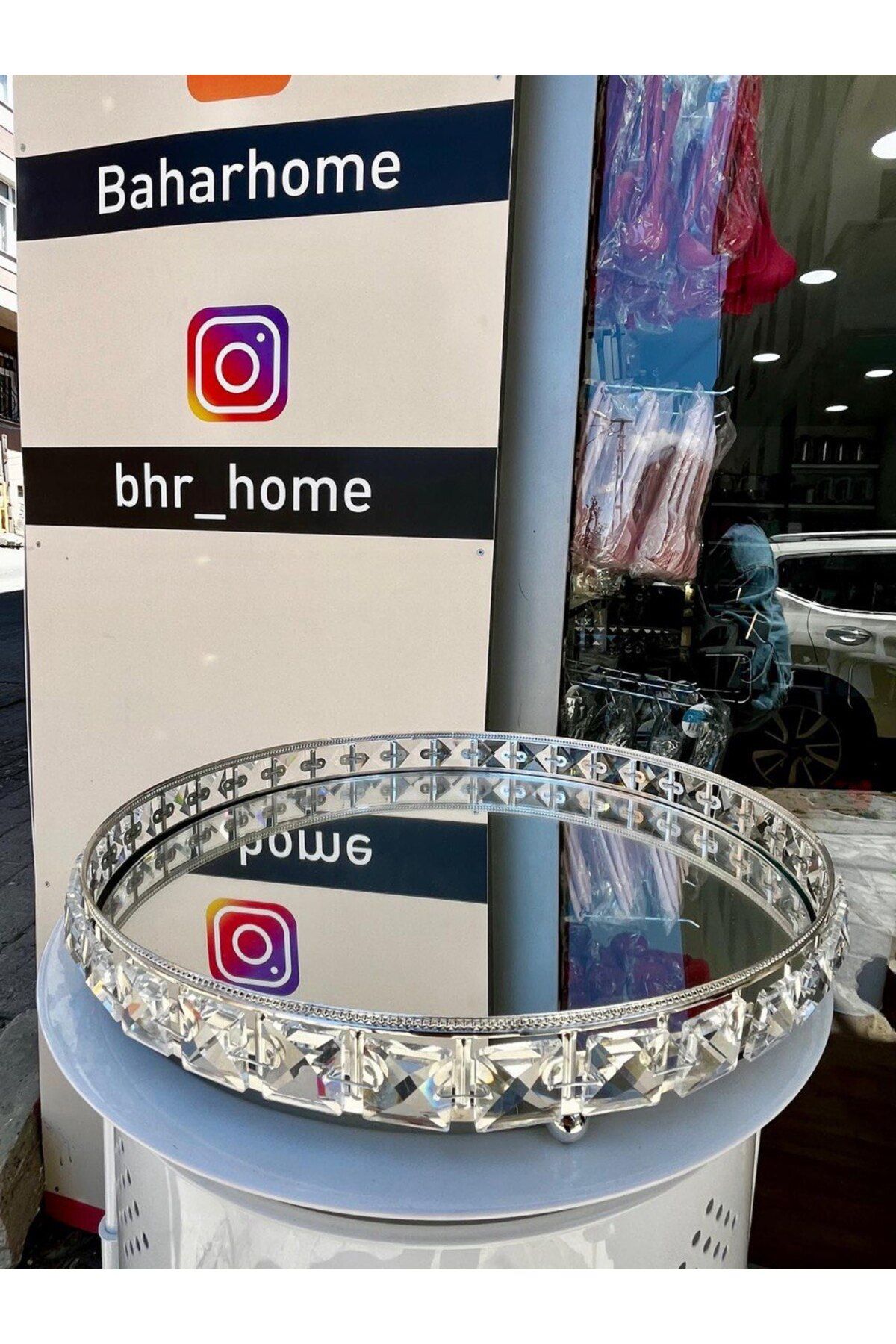 BHR TEMİZLİK BAHARHOME-KRİSTAL TAŞLI GOLD VE GÜMÜŞ Aynalı Söz Nişan Tepsi Kahve Sunumluk -YUVARLAK- 5 Lİ SET