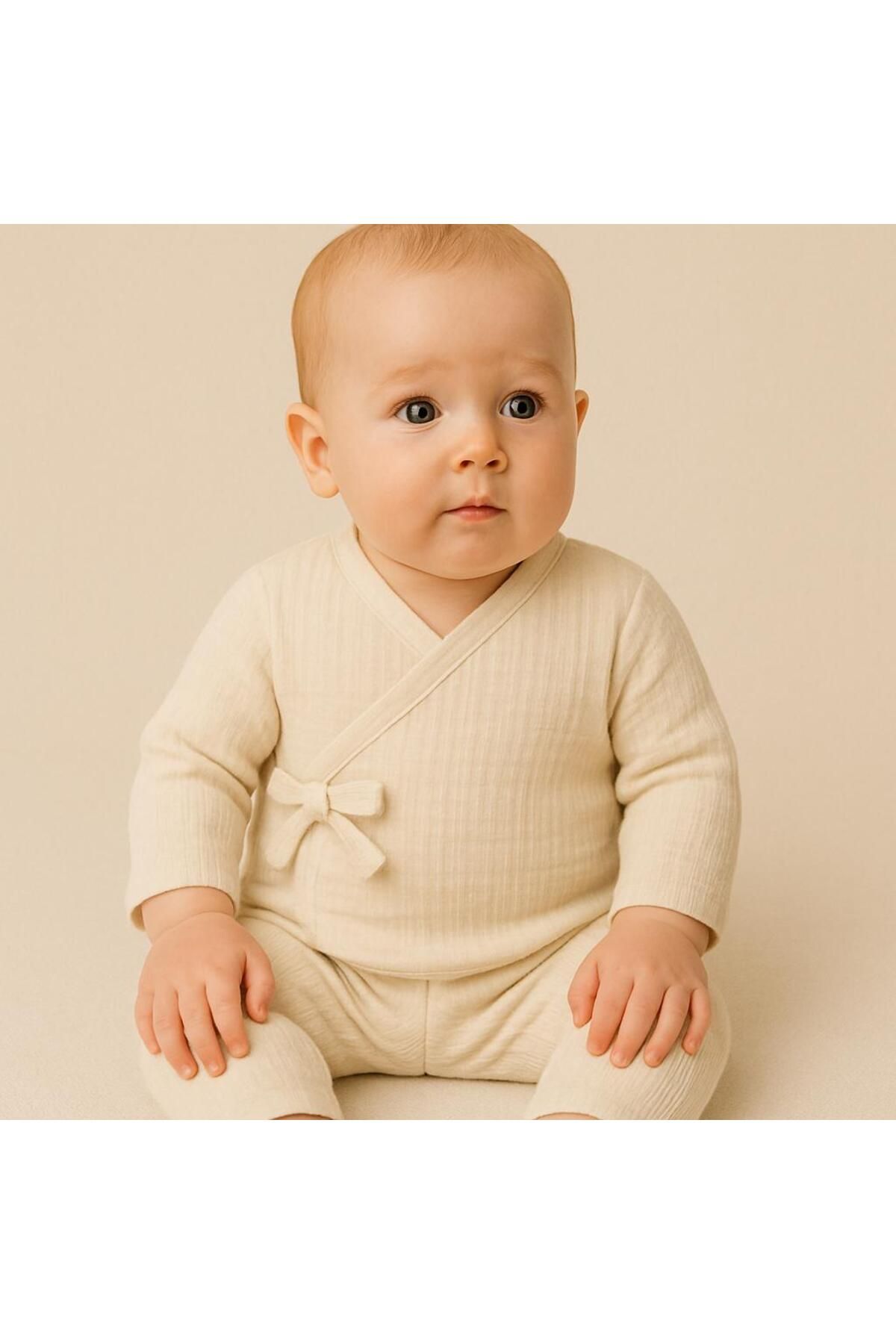 nevrankids Unisex Müslin Kumaş Bi Organik %100 Pamuk Yazlık 3 Parça Takım