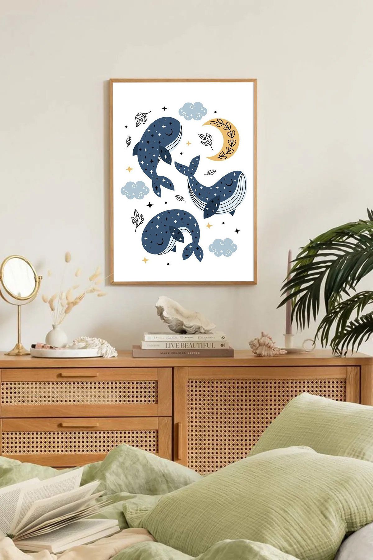 Dekorsiahome Tek Parça Ahşap Çerçeveli Oturma Odası Salon Mutfak Tablo TK0313