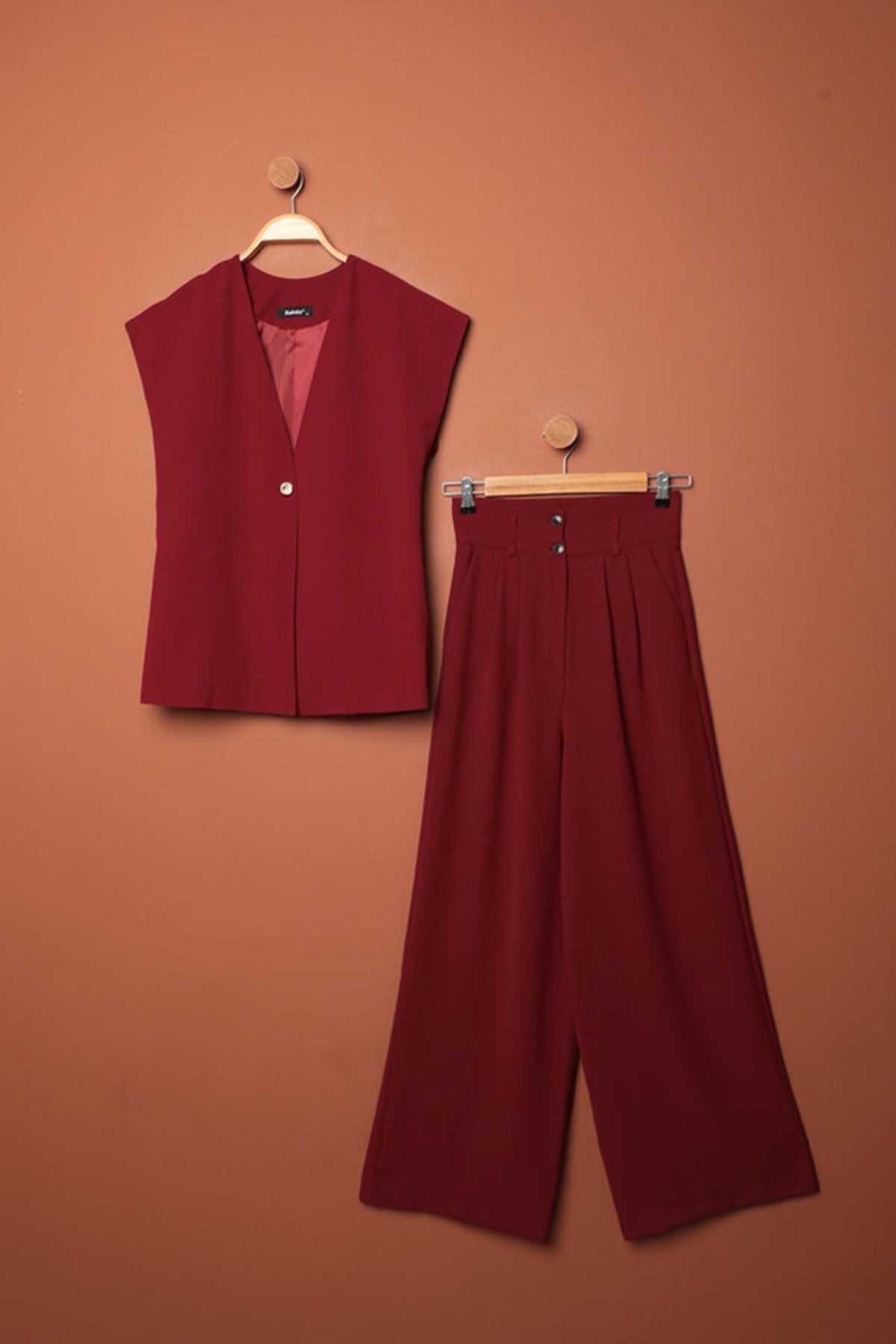 Graph Poliviskon Kumaş Kadın Pantolon-Bordo