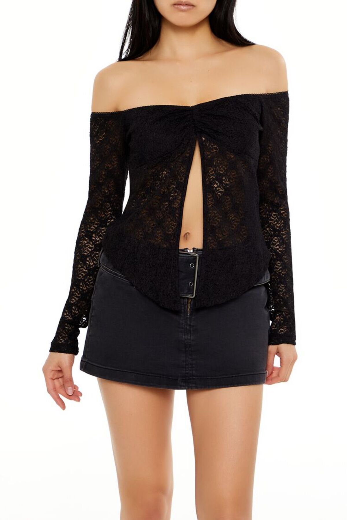 Forever 21 Omzu Açık Dantel Bluz