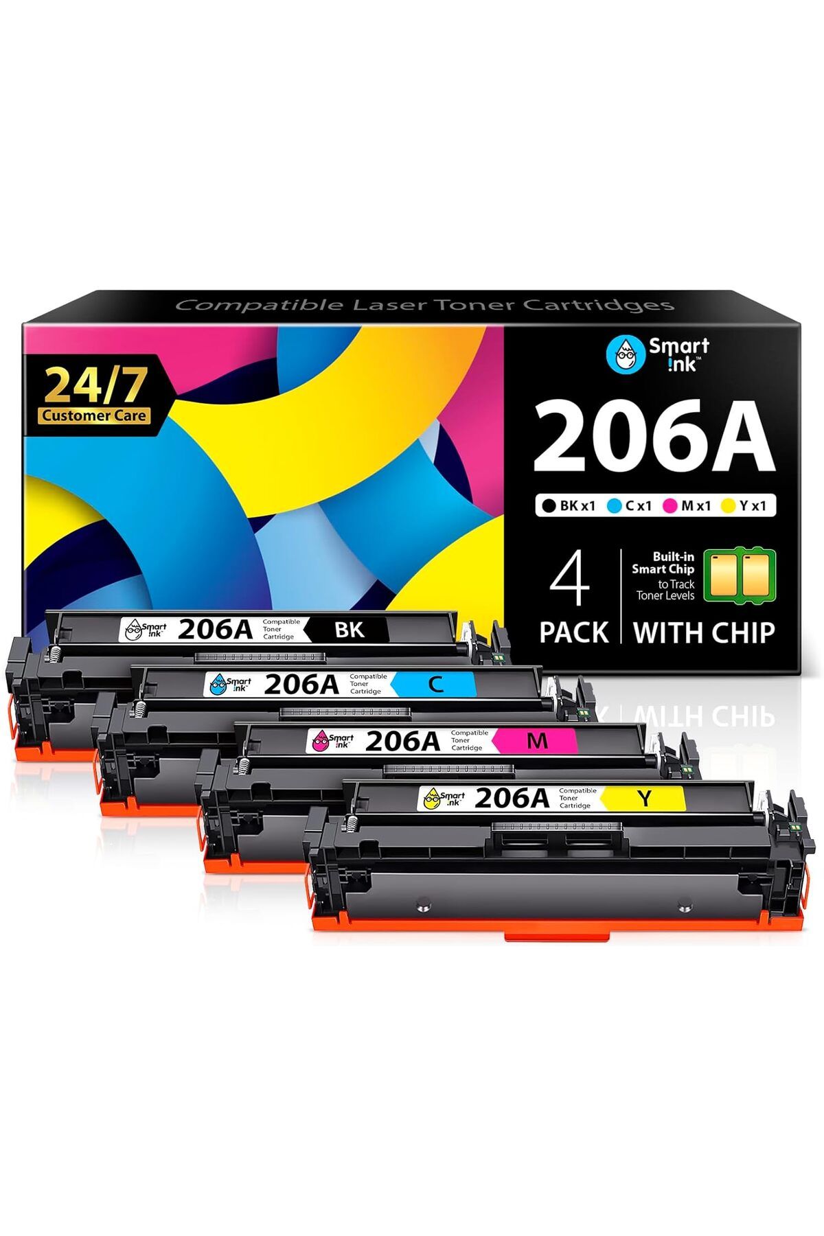 HP 207A ÇİPLİ Laserjet Pro MFP M283fdw M283cdw Laserjet M255dw M255nw (Black Cyan Magenta Yellow)