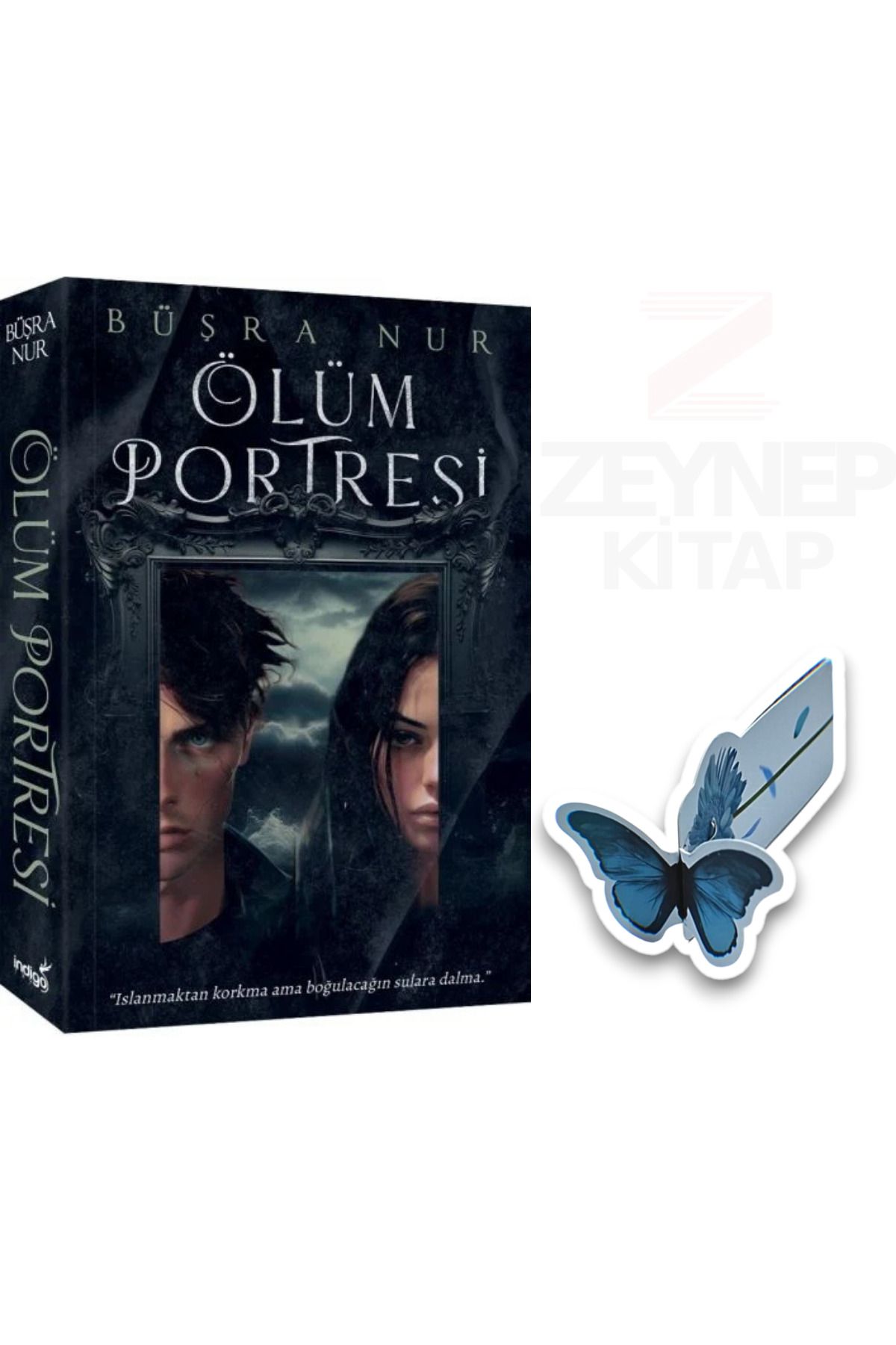 İndigo Kitap Ölüm Portresi 1 - Büşra Nur(KARTONKAPAK)(Özel Tasarım Kelebek Ayraç Hediye)