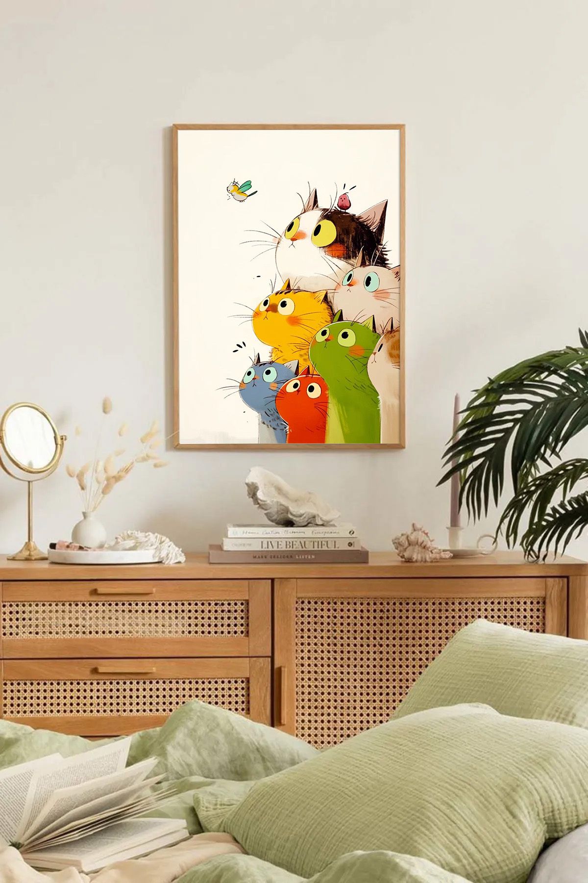 Dekorsiahome Tek Parça Ahşap Çerçeveli Oturma Odası Salon Mutfak Tablo TK0306
