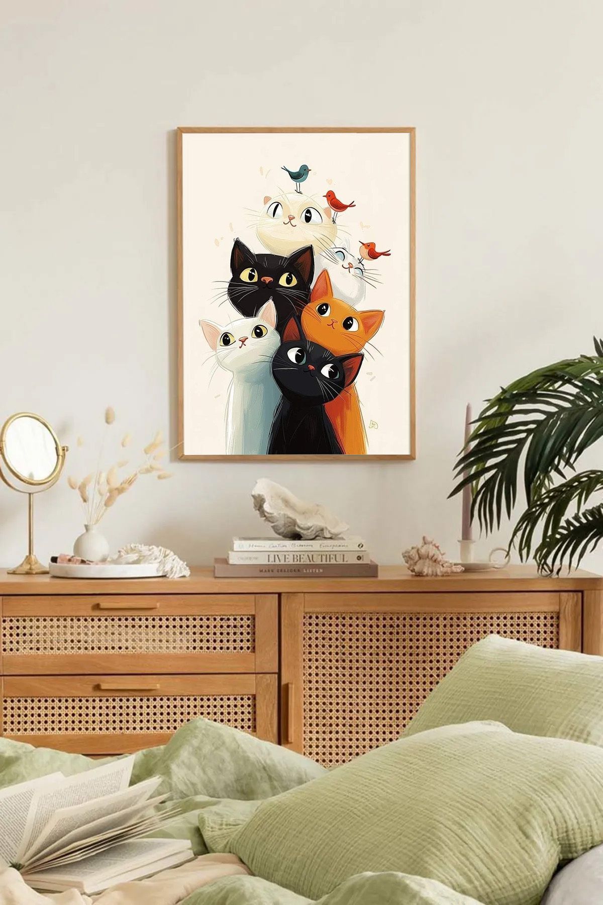 Dekorsiahome Tek Parça Ahşap Çerçeveli Oturma Odası Salon Mutfak Tablo TK0302