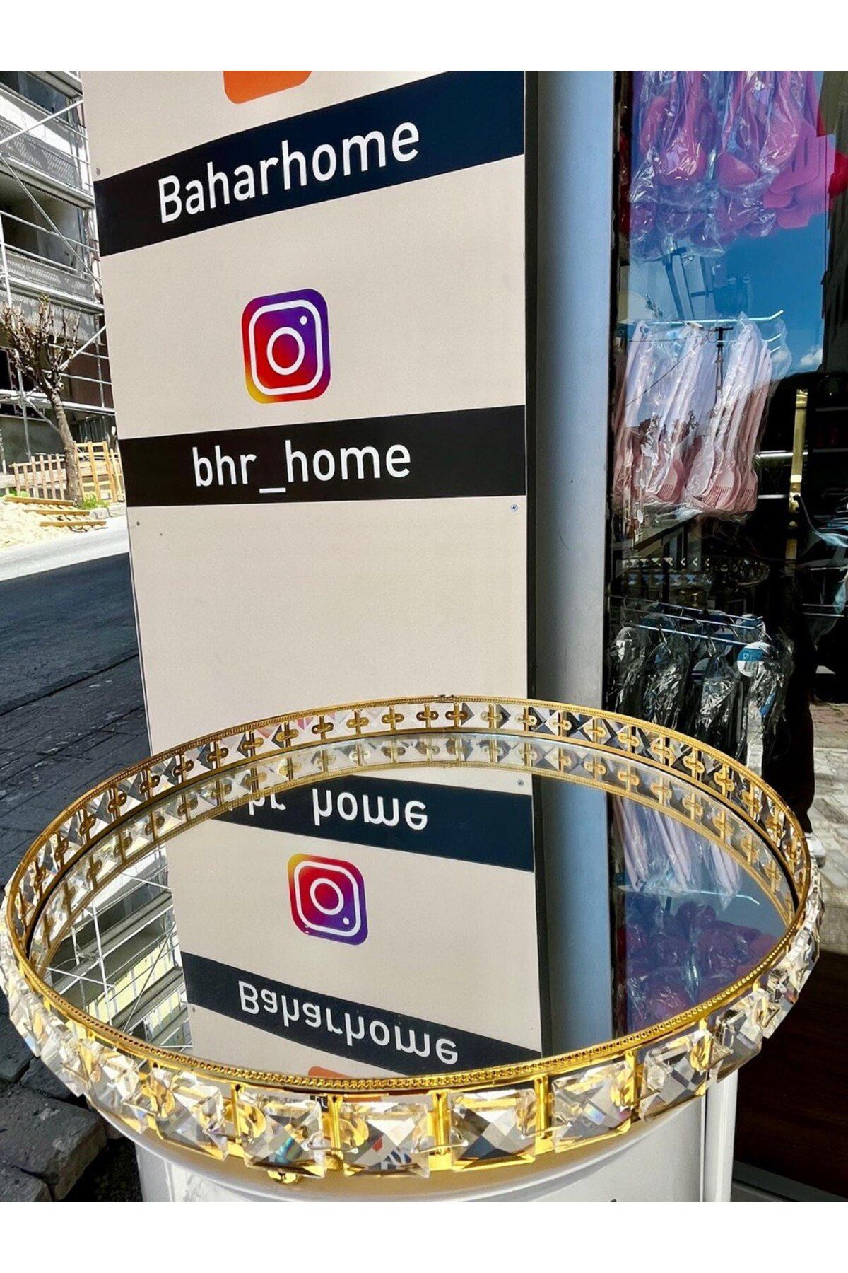 BHR TEMİZLİK BAHARHOME-KRİSTAL TAŞLI GOLD VE GÜMÜŞ Aynalı Söz Nişan Tepsi Kahve Sunumluk -YUVARLAK- 5 Lİ SET