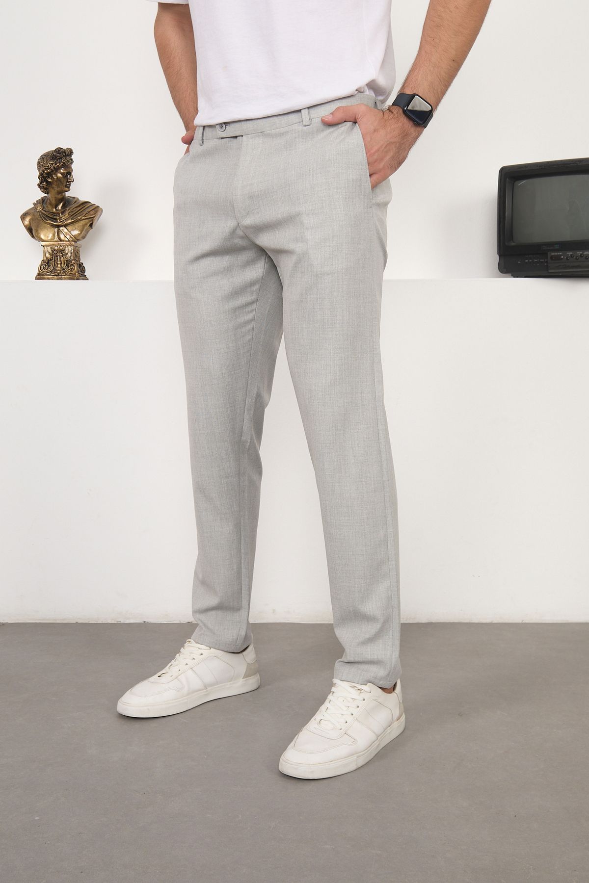 wodelli WODELLİ İtalyan Kesim Slim Fit Erkek Siyah Kumaş Pantolon – Rahat Kumaş