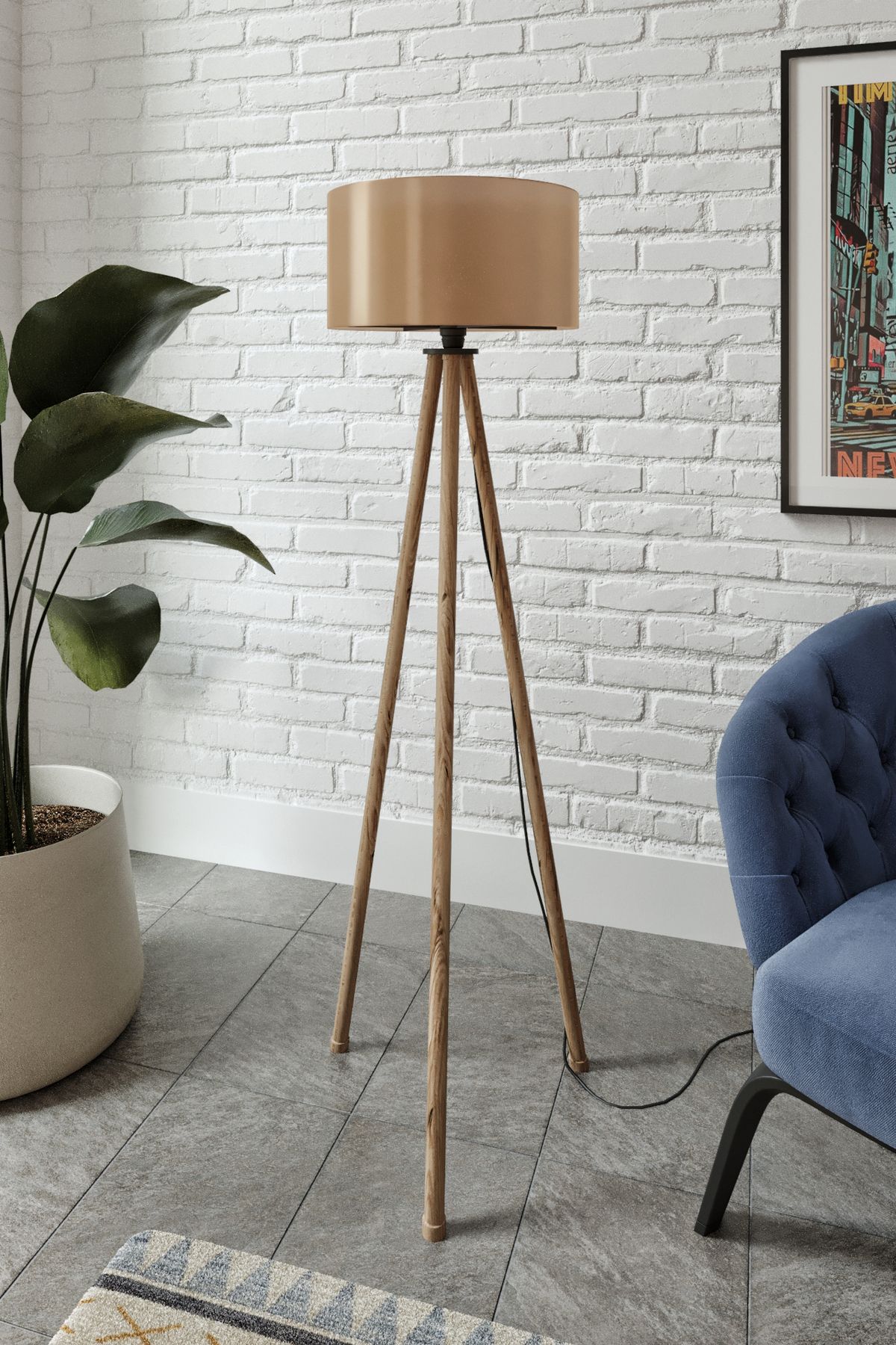 Home Yuvarlak Başlıklı Eskitme Ayaklı Lambader