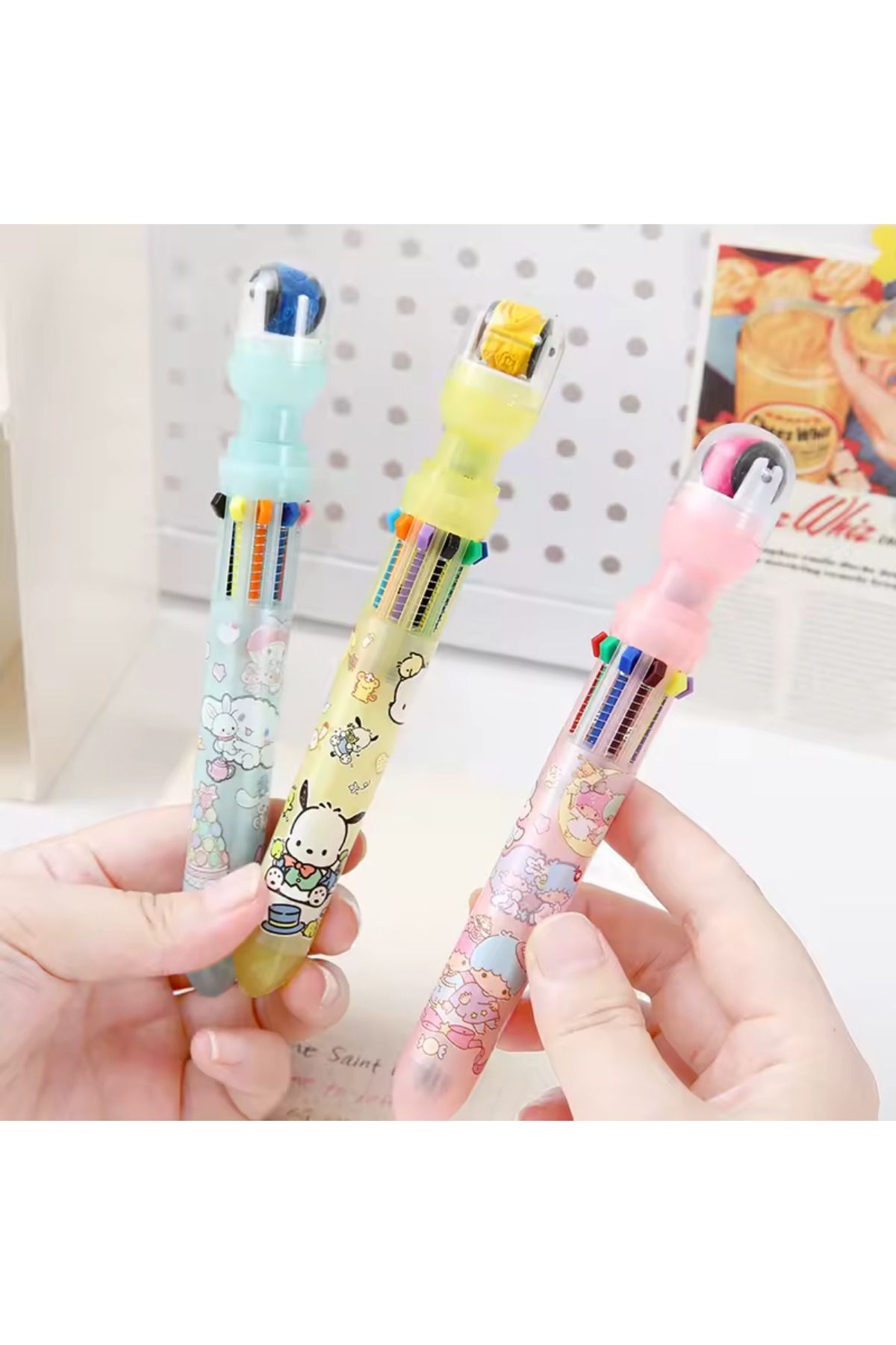 NaSaDAN Mühür Başlıklı Kuromi Sanrio Karakter 10 Renkli Tükenmez Kalem 1 Adet