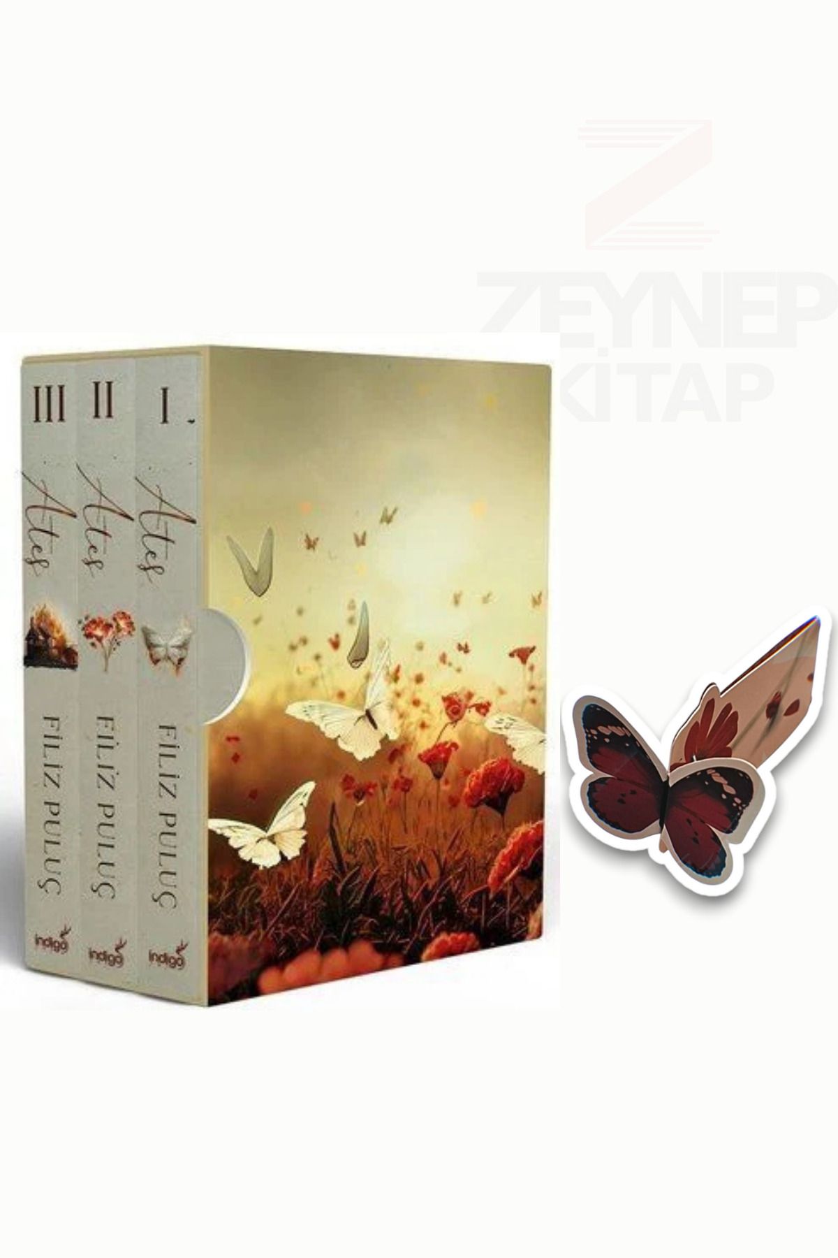 İndigo Kitap Ateş Serisi 3 Kitap Set(KARTONKAPAK-KUTULU)(Özel Tasarım Kelebek Ayraç Hediye)