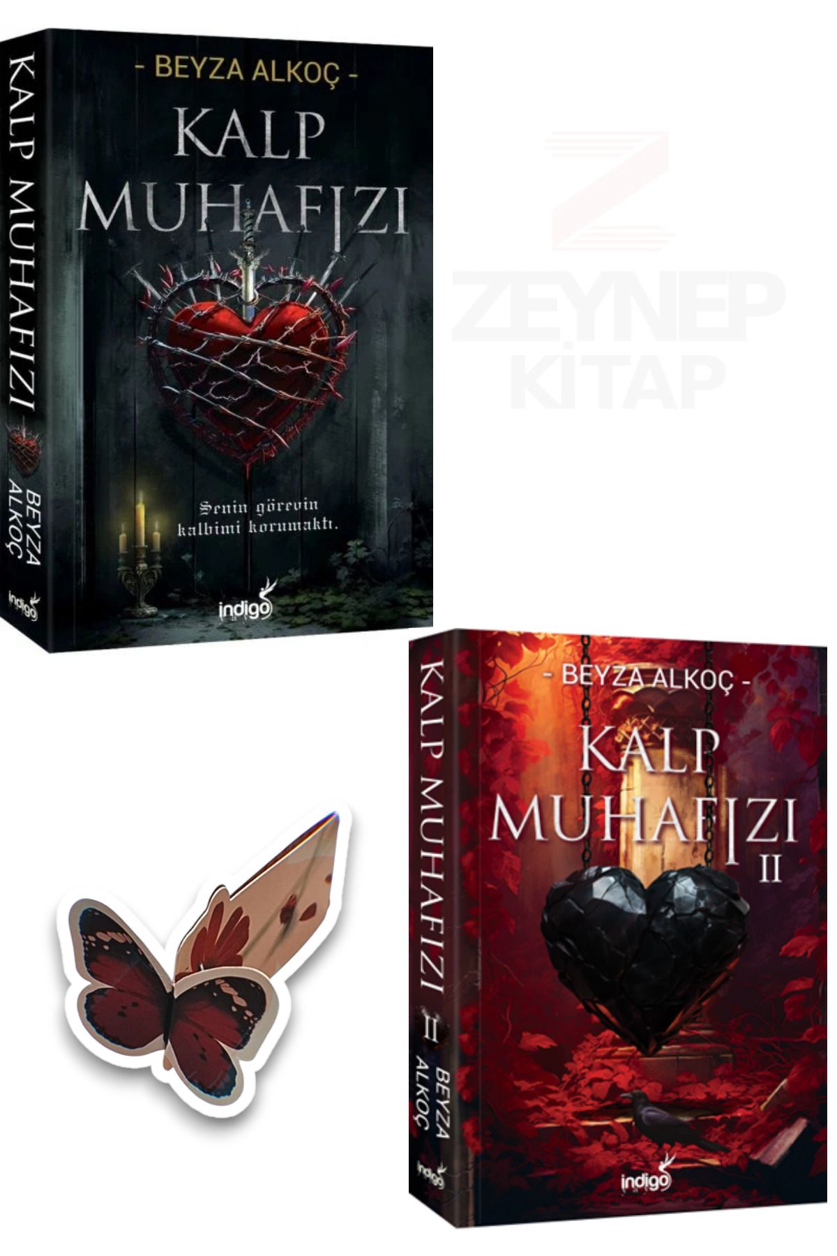 İndigo Kitap Kalp Muhafızı 2 Kitap Set - Beyza Alkoç(KARTONKAPAK)(Özel Tasarım Kelebek Ayraç Hediye)