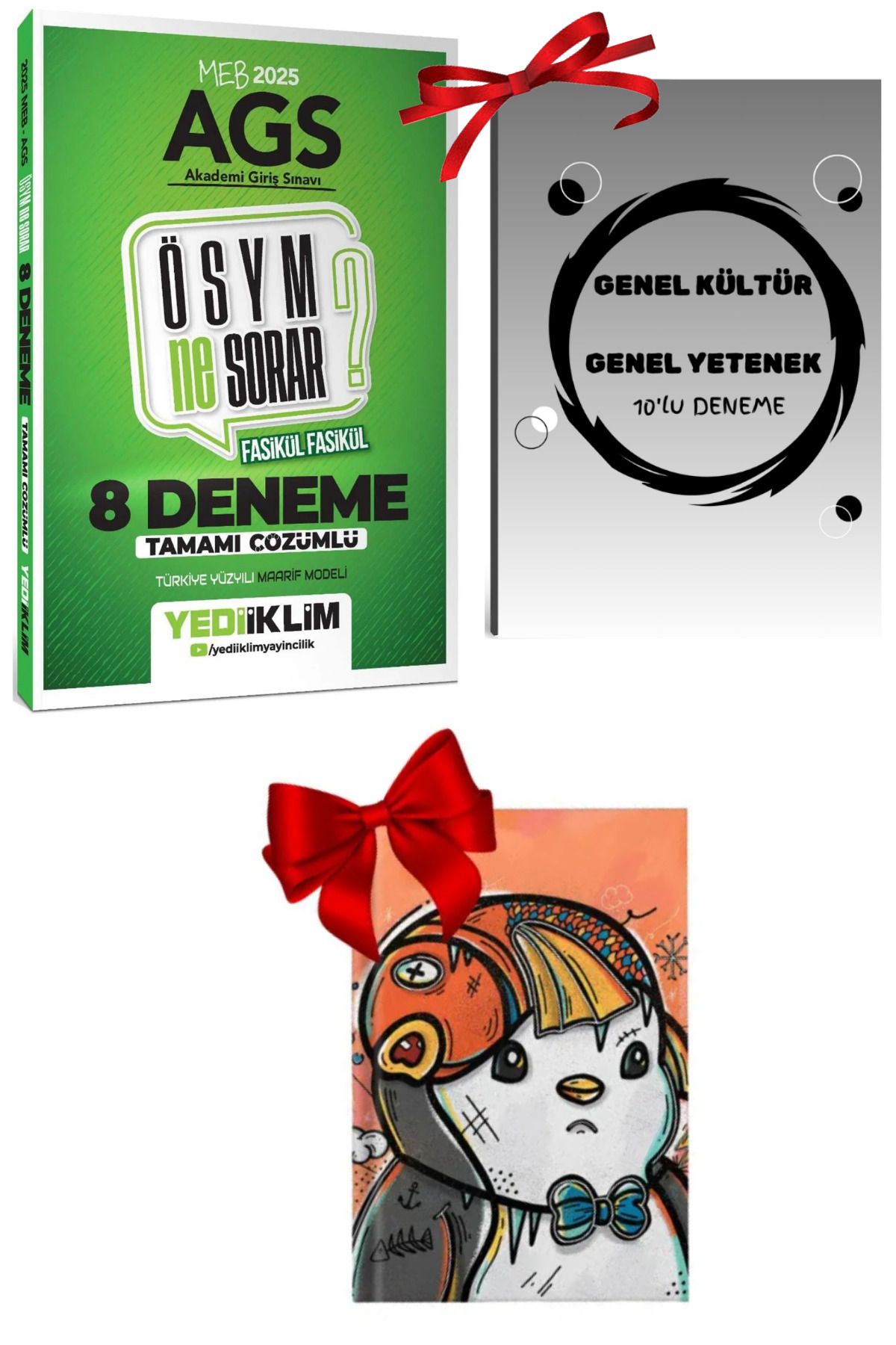 Yediiklim Yayınları 2025 Meb Ags ÖSYM Ne Sorar Tamamı Çözümlü 8 Fasikül Deneme Sınavı + KPSS 10 Deneme ve Defter Hediye