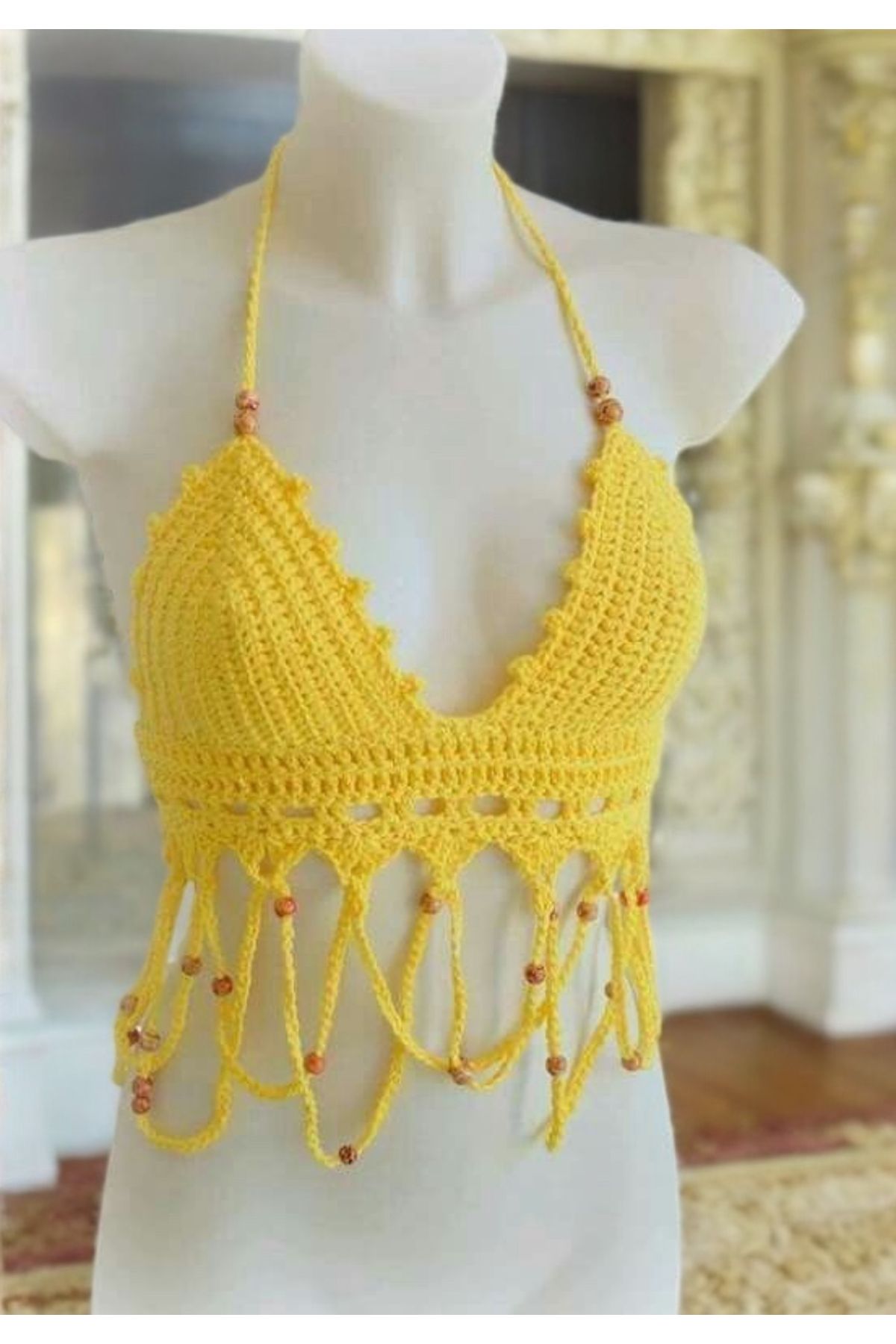 ZAHandmade ZA Handmade boncuk detaylı büstiyer