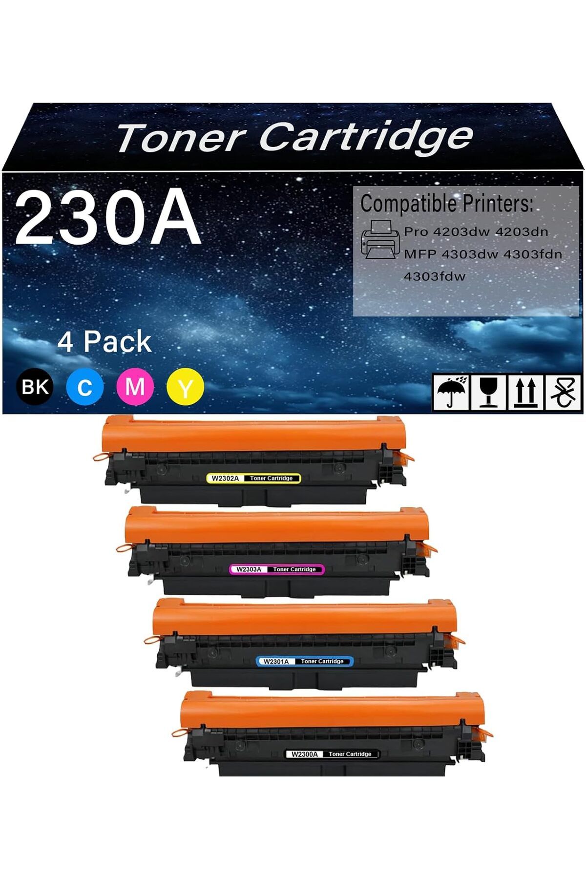 HP W2300A W2301A W2303A W2302A Works with Color Pro 4203dw MFP 4303fdw Printers (with Chip)