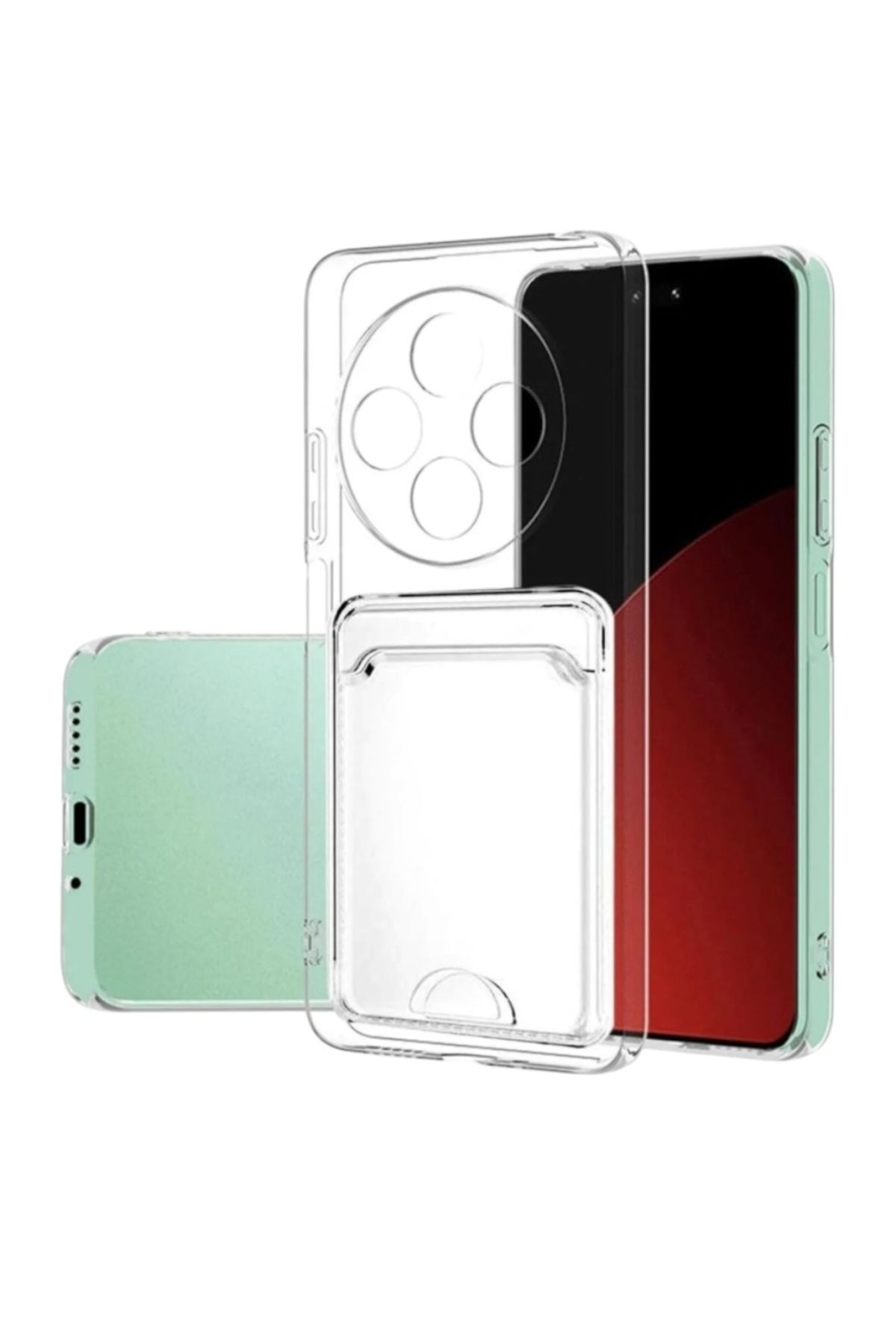 KILIF HOUSE Xiaomi Redmi 14C Uyumlu Kamera ve Köşe Korumalı Darbe Emici Şeffaf Kartlıklı Kılıf