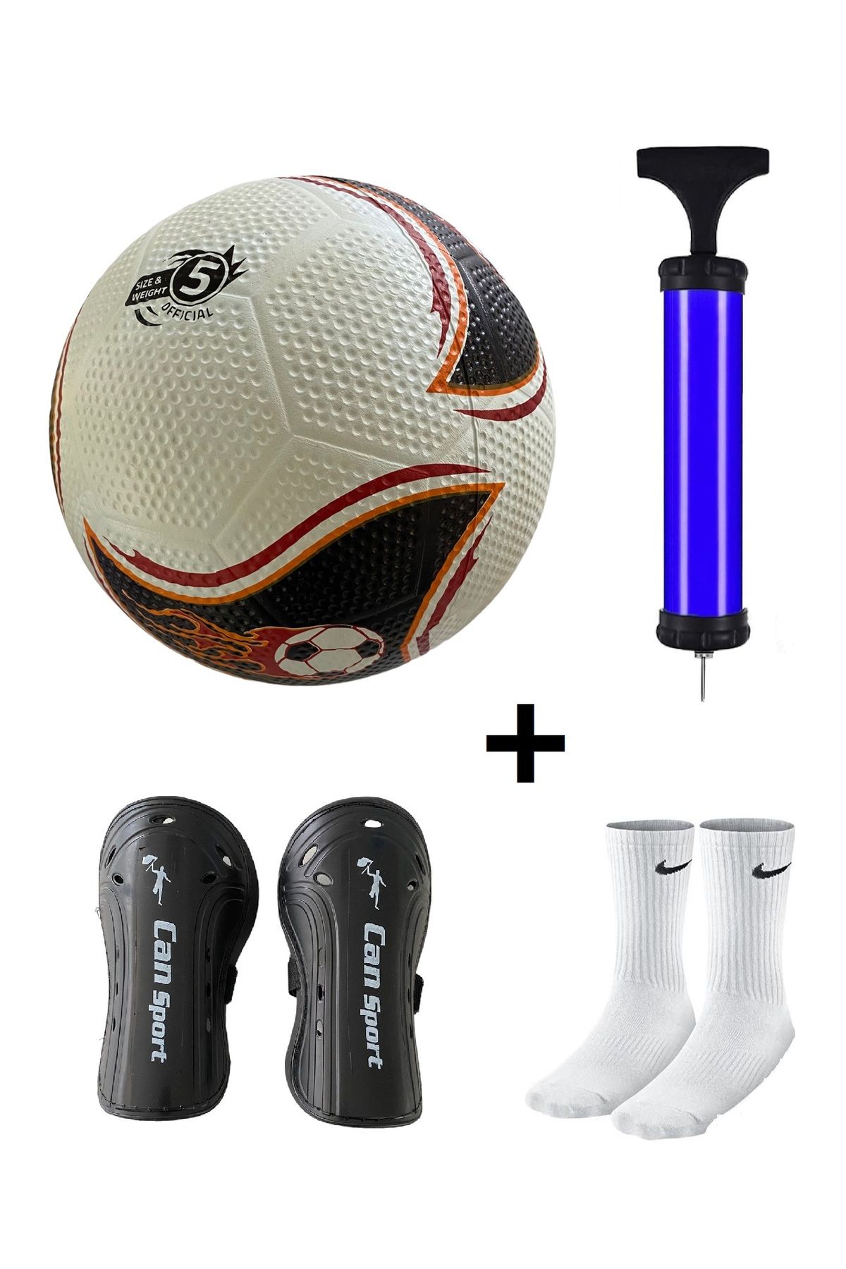 faial Maç Topu Dikişsiz Sert Zemin Futbol Topu Çim Topu+Tekmelik+Pompa+Çorap Seti