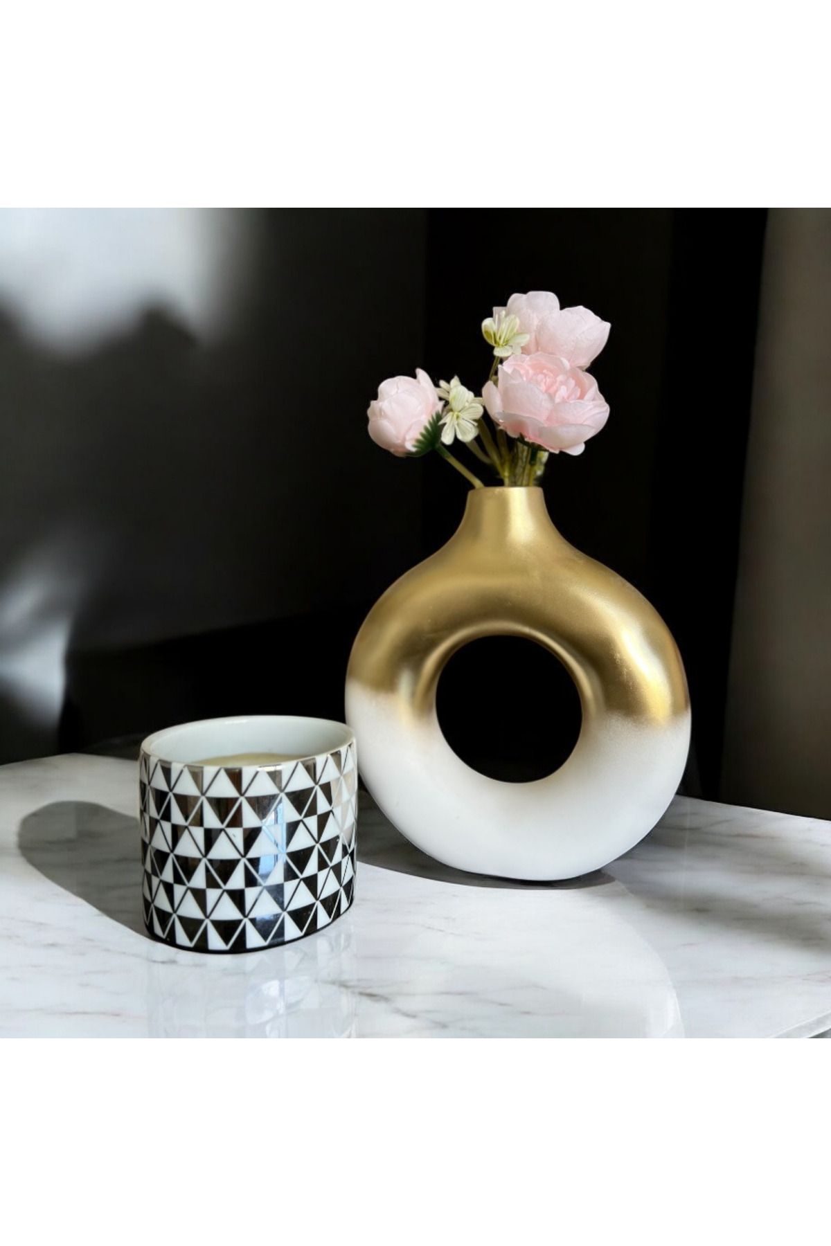 ardesta Dekoratif El Yapımı Vazo | İskandinav Stil | Taş Tozu | Modern Ev Aksesuarı | 7 Renk | 20 cm