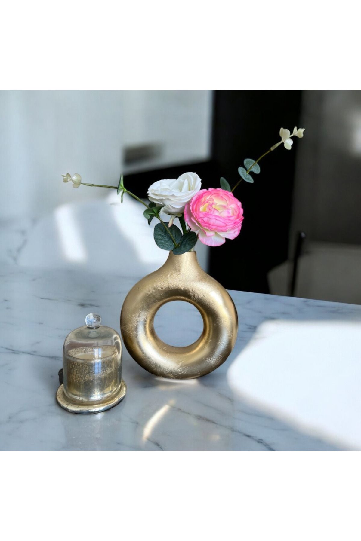 ardesta Dekoratif El Yapımı Vazo | İskandinav Stil | Taş Tozu | Modern Ev Aksesuarı | 7 Renk | 20 cm