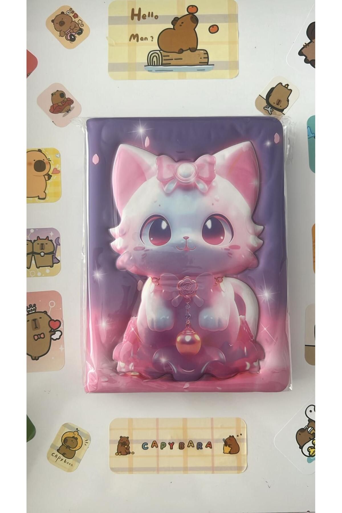 Micro 3D Kabartmalı Sevimli Kedi Defter