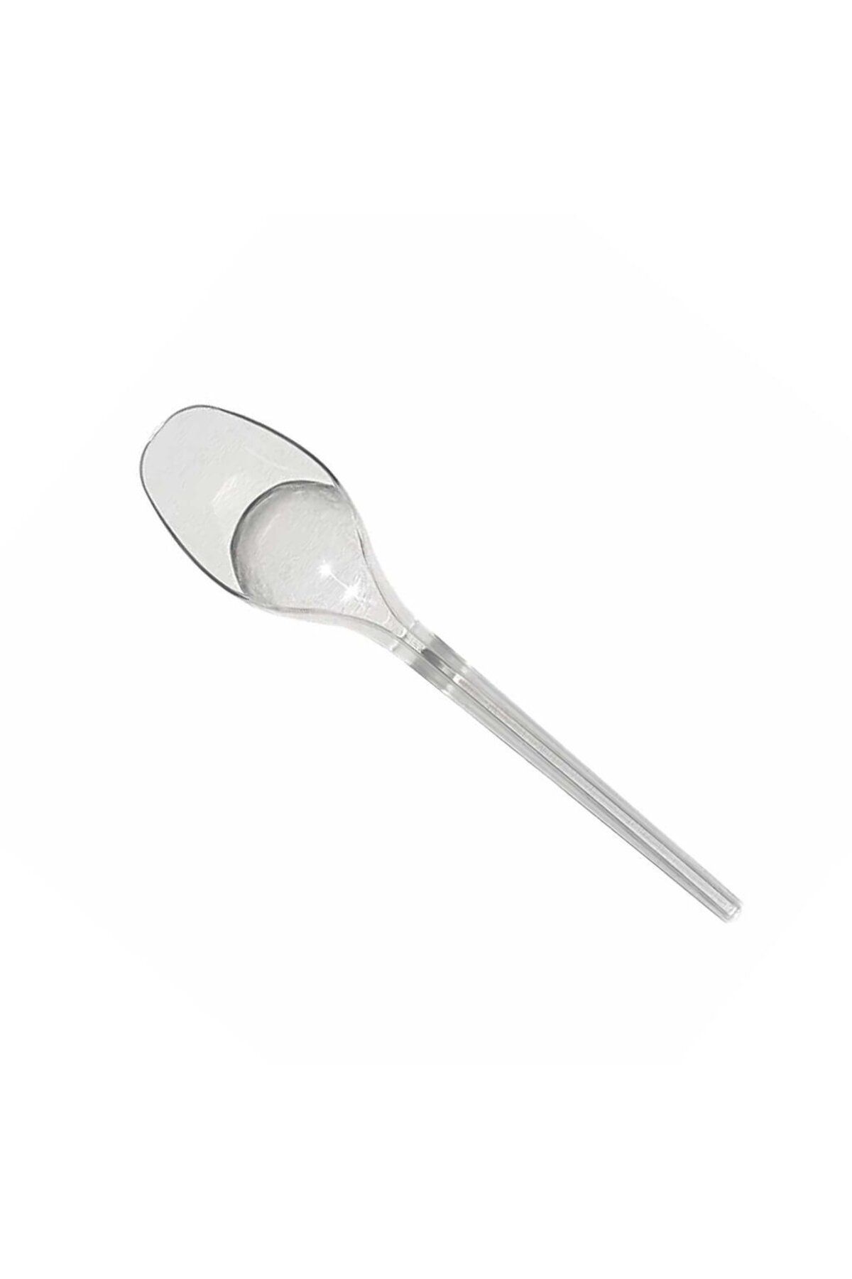 BAKOM AMBALAJ 100 Adet Plastik Sup Kaşık Şeffaf Tatlı, Puding Kaşığı