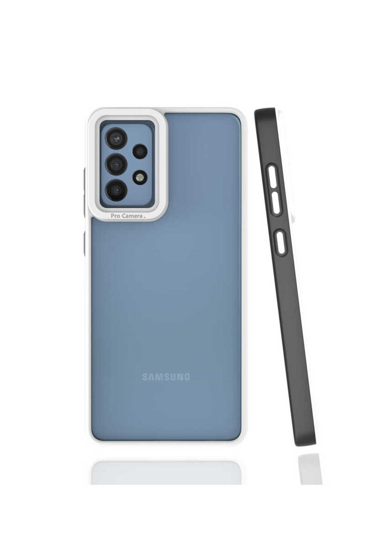 halkhouse Samsung Galaxy A72 Kılıf Kamera Korumalı Renkli Çerçeveli Esnek Sert Silikon Mima Kapak