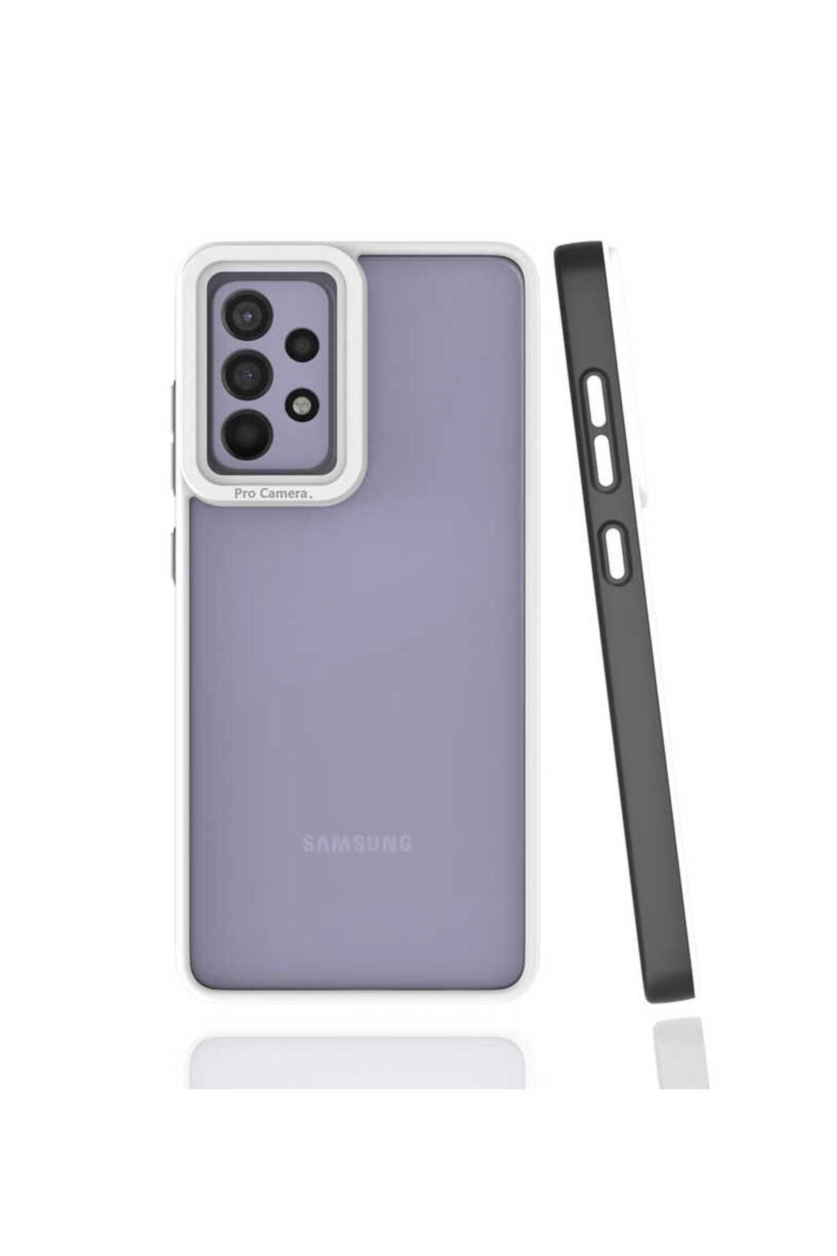 halkhouse Samsung Galaxy A52 Kılıf Kamera Korumalı Renkli Çerçeveli Esnek Sert Silikon Mima Kapak