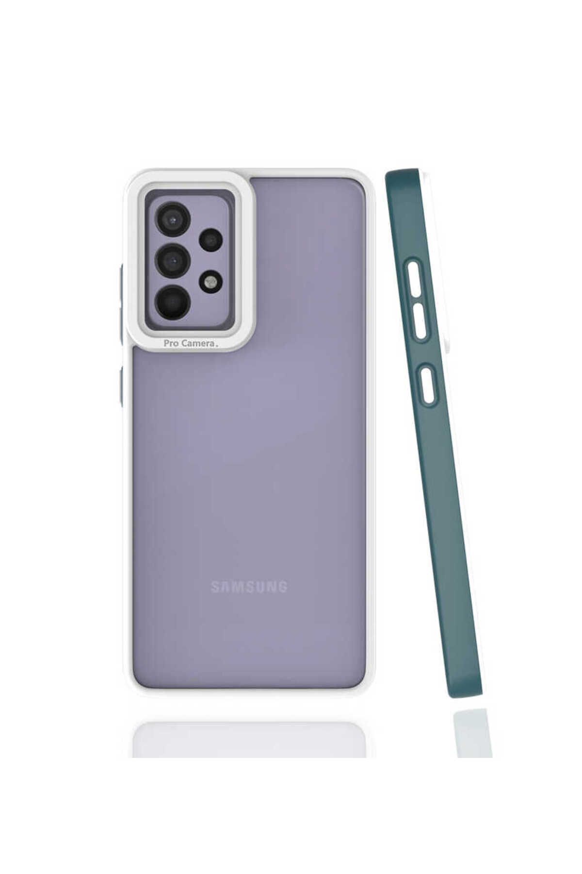 halkhouse Samsung Galaxy A52 Kılıf Kamera Korumalı Renkli Çerçeveli Esnek Sert Silikon Mima Kapak
