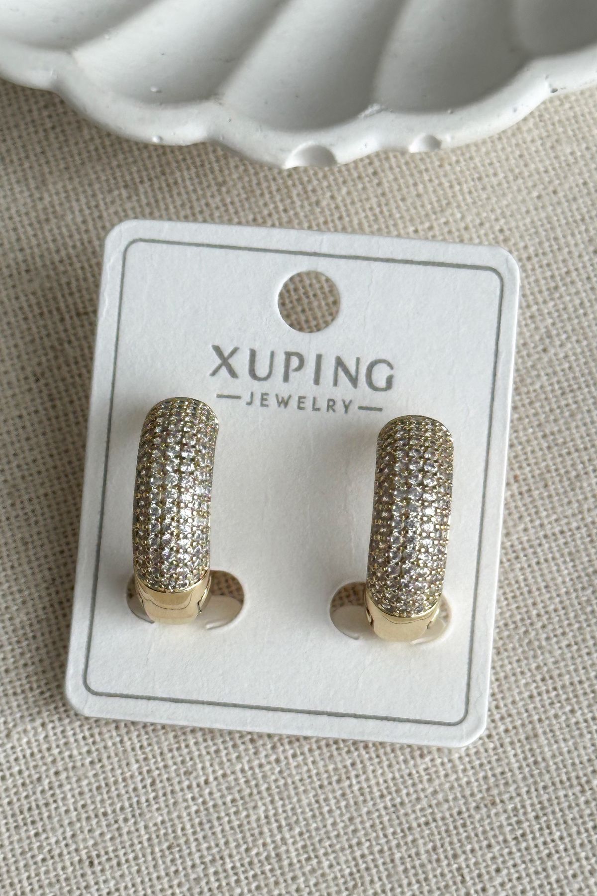 Modacaprea Xuping 14 K Taşlı Halka Küpe Kadın Küpe Kadın Kararmaz Xuping Küpe